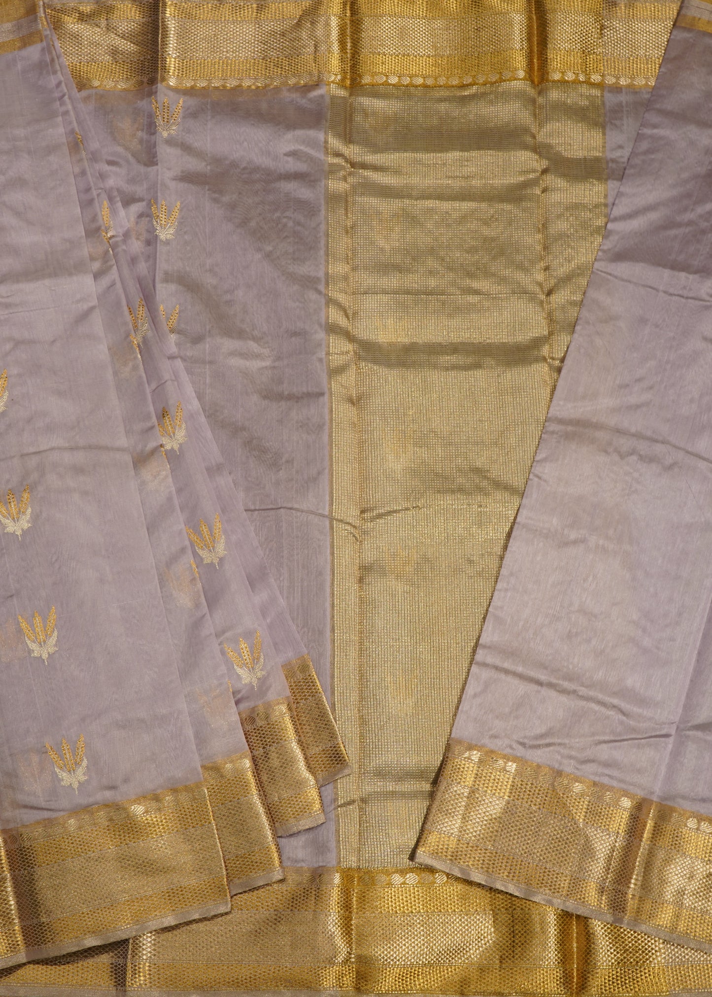 Lavender Chanderi Zari buti Pure Silk Handloom Saree
