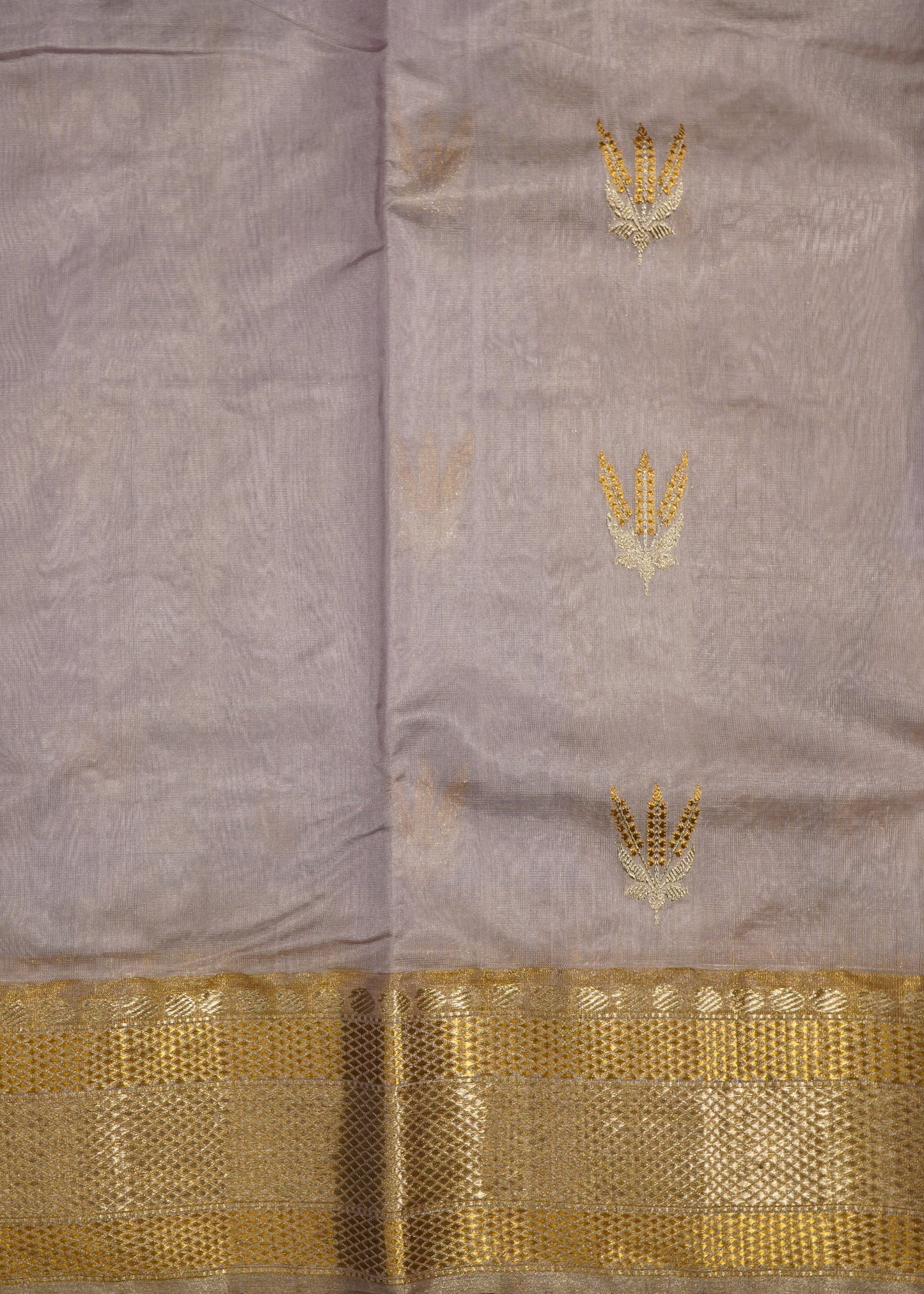 Lavender Chanderi Zari buti Pure Silk Handloom Saree