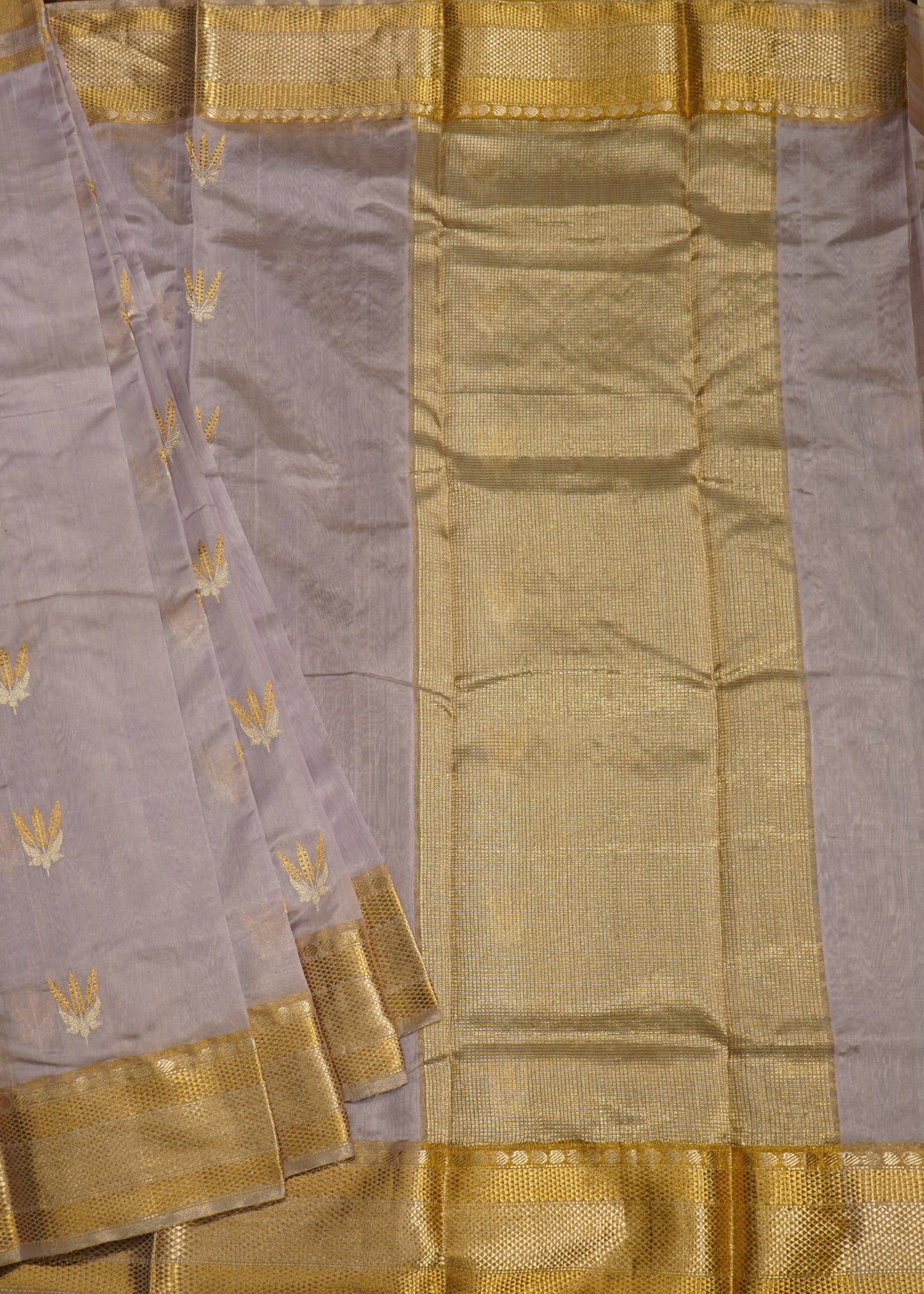 Lavender Chanderi Zari buti Pure Silk Handloom Saree