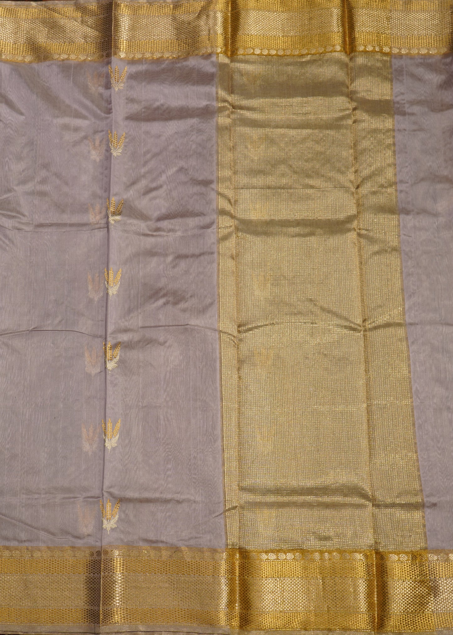 Lavender Chanderi Zari buti Pure Silk Handloom Saree