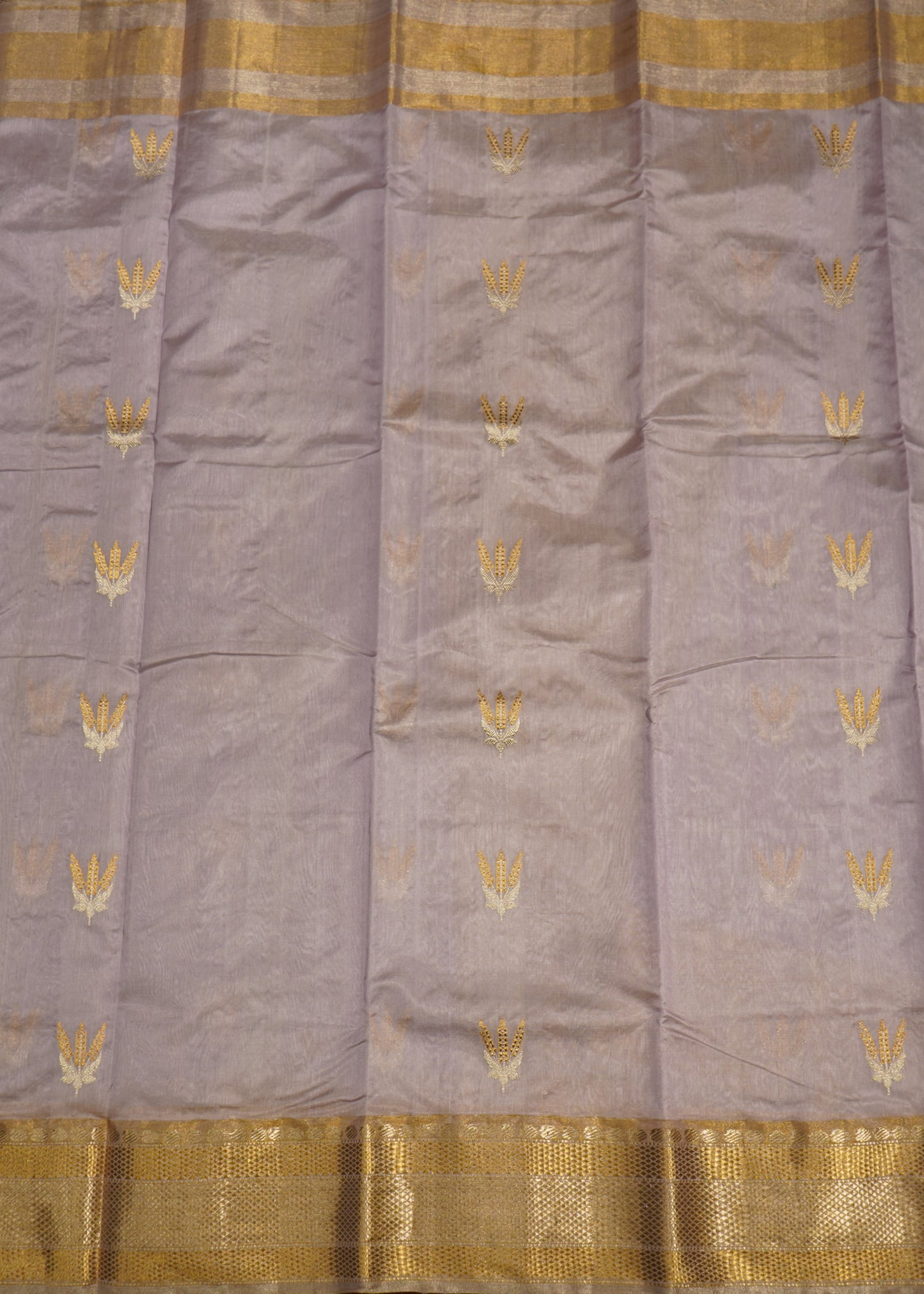 Lavender Chanderi Zari buti Pure Silk Handloom Saree