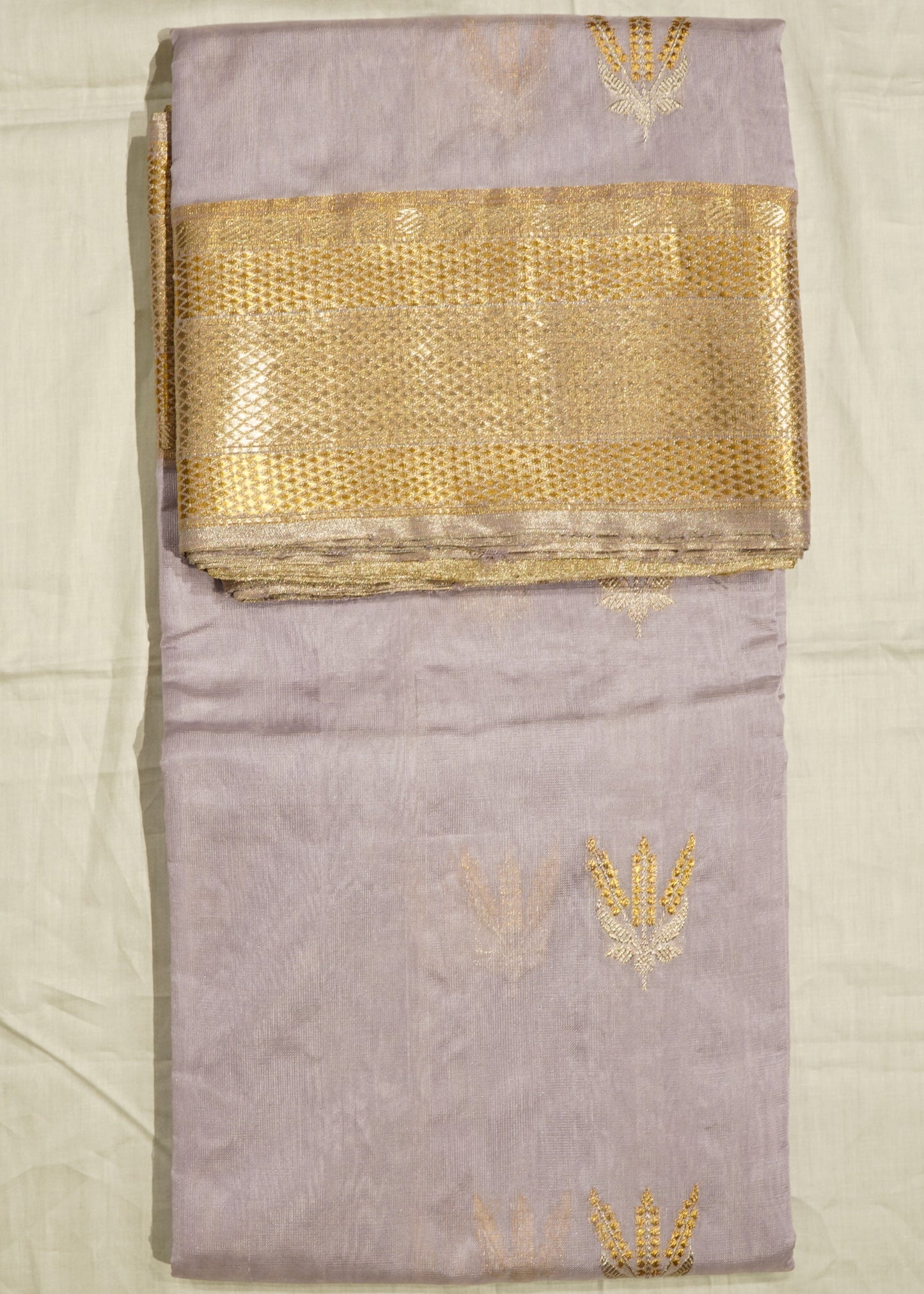 Lavender Chanderi Zari buti Pure Silk Handloom Saree