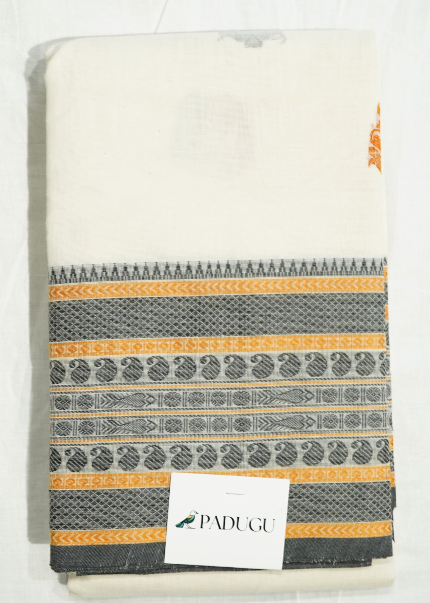 White Kanchi Thread Buti Konia Pallu Pure Cotton Handloom Saree