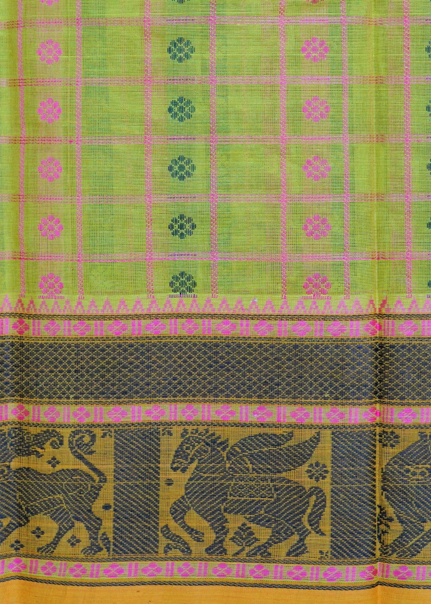 Yellow Kanchi Pure Cotton Handloom Saree