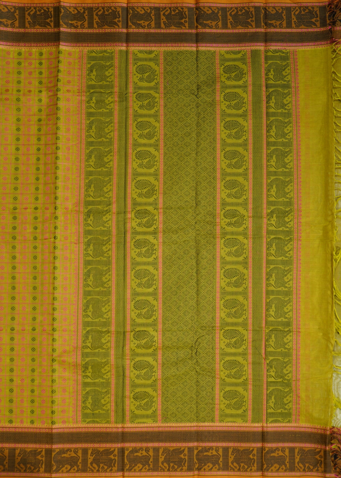 Yellow Kanchi Pure Cotton Handloom Saree