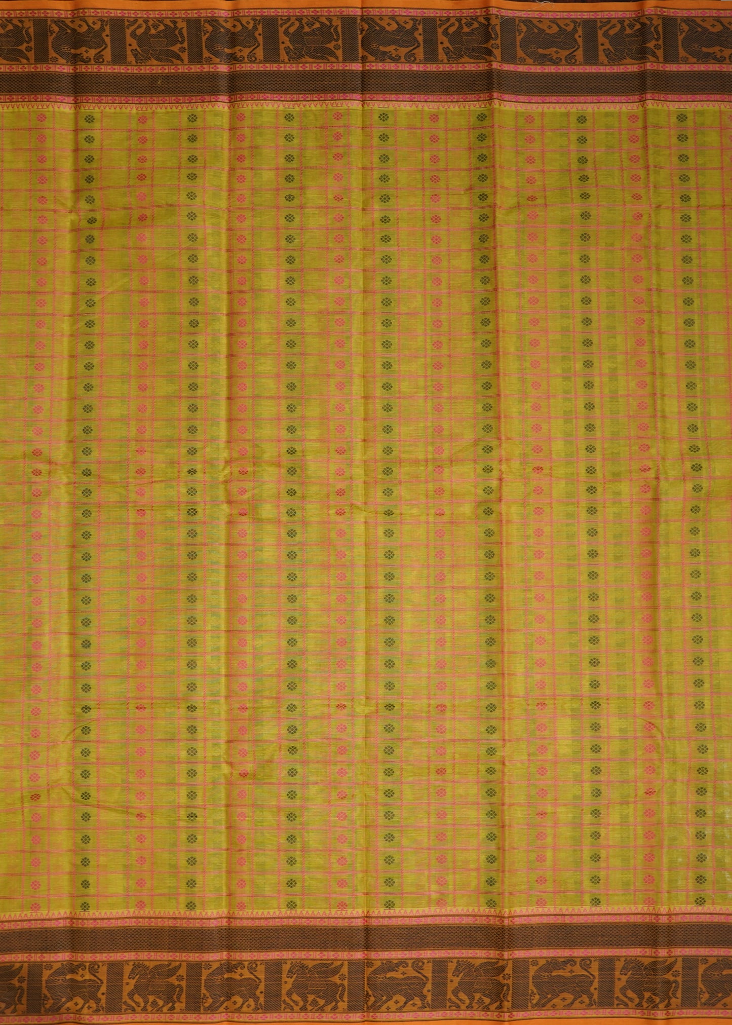 Yellow Kanchi Pure Cotton Handloom Saree