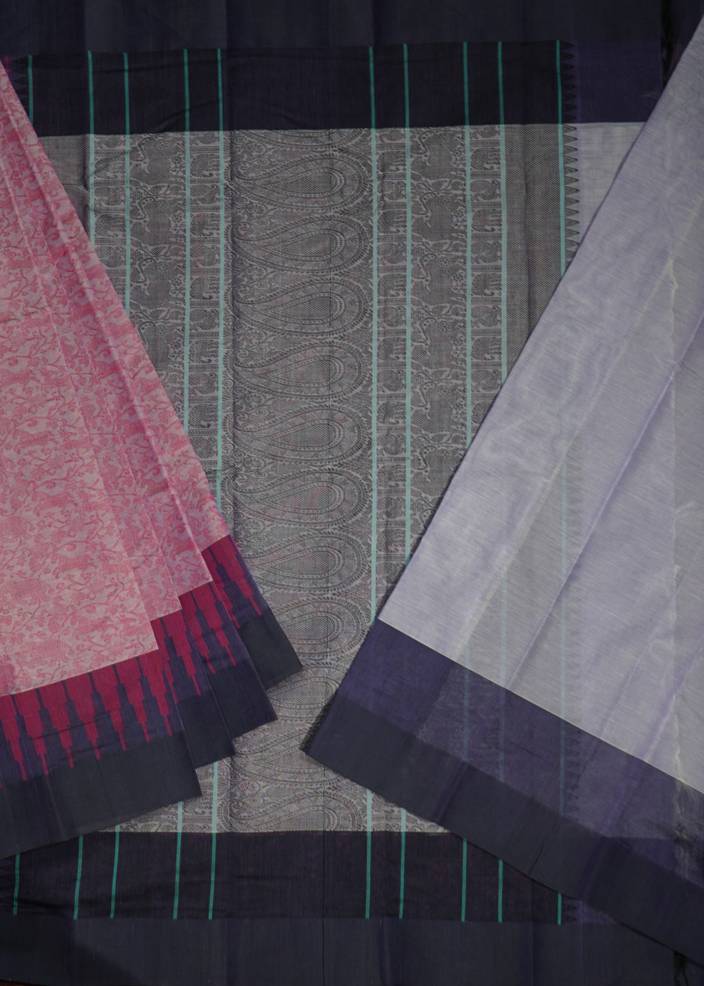 Pink Kanchi Vanasingaram Design Pure Cotton Handloom Saree