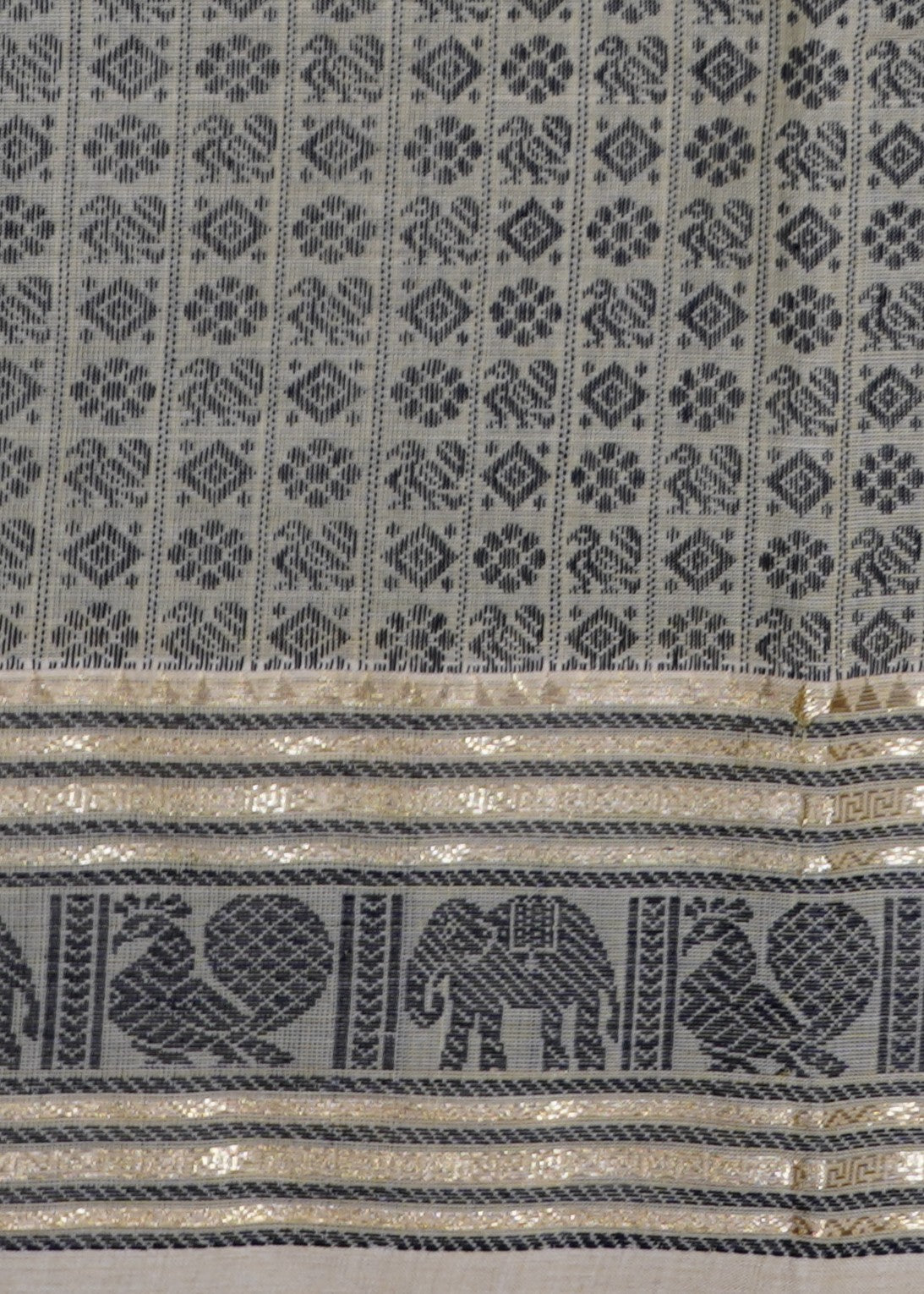 Cream Kanchi Jacquard 20k Butta Pure Cottton Handloom Saree