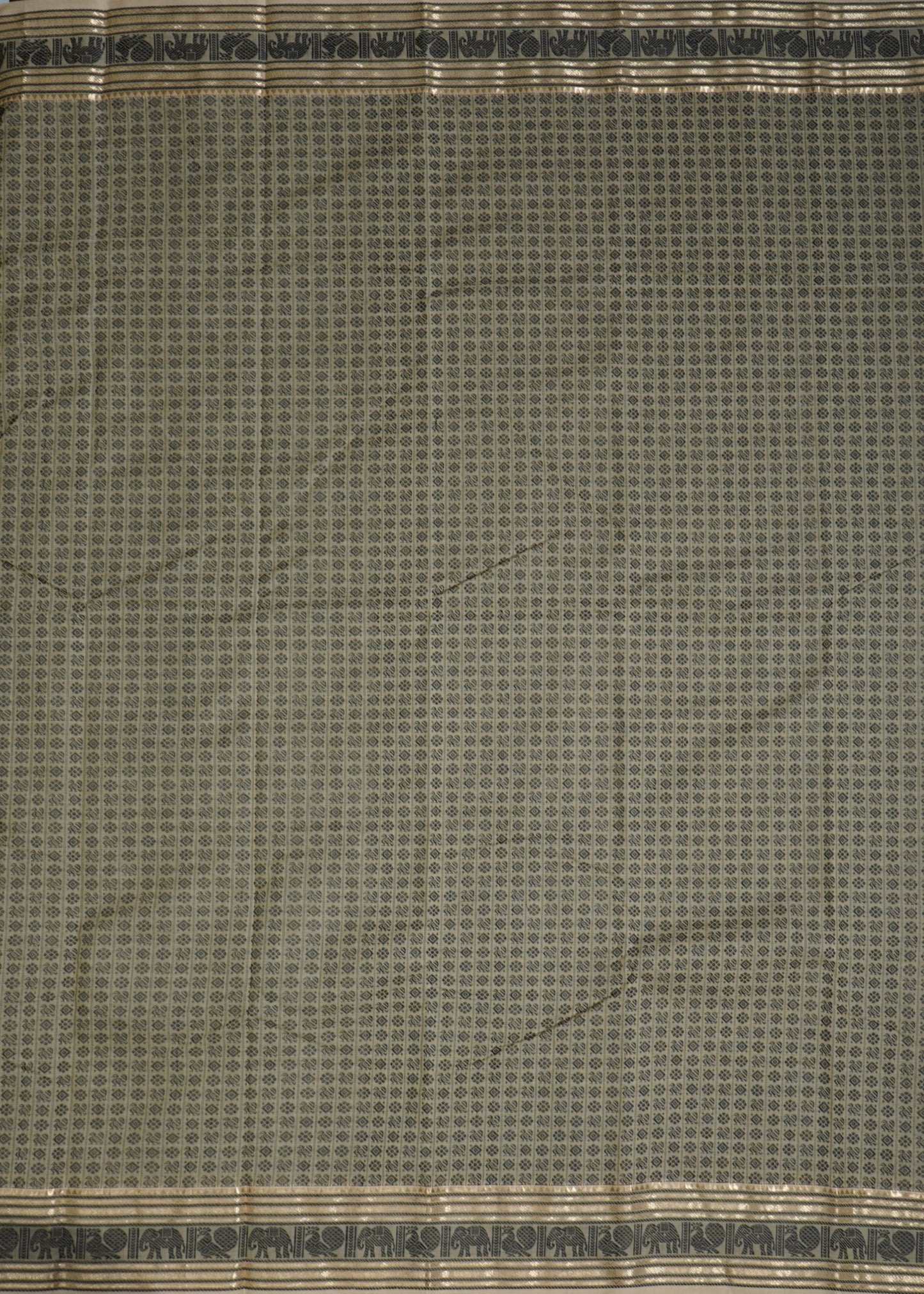 Cream Kanchi Jacquard 20k Butta Pure Cottton Handloom Saree