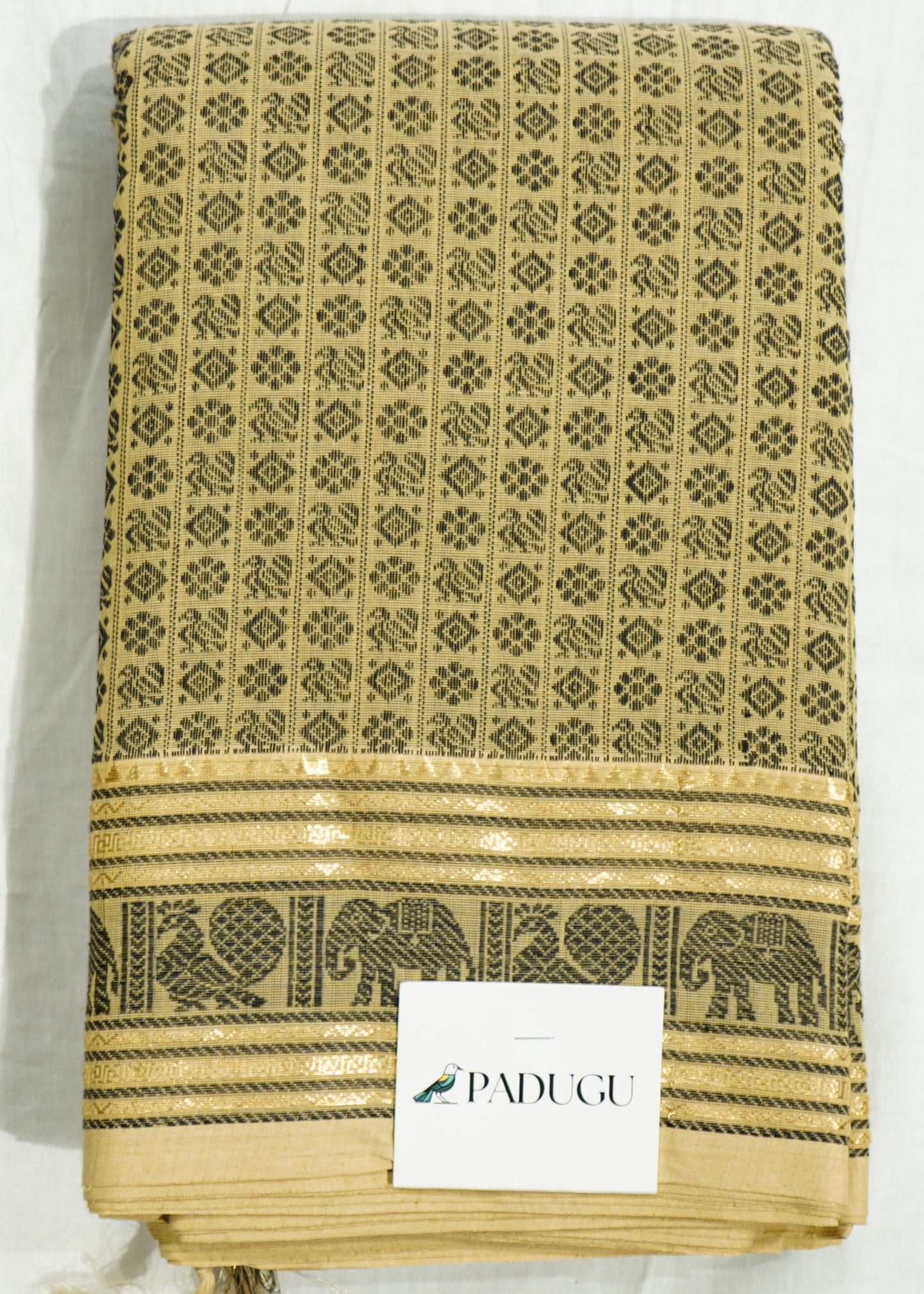 Cream Kanchi Jacquard 20k Butta Pure Cottton Handloom Saree