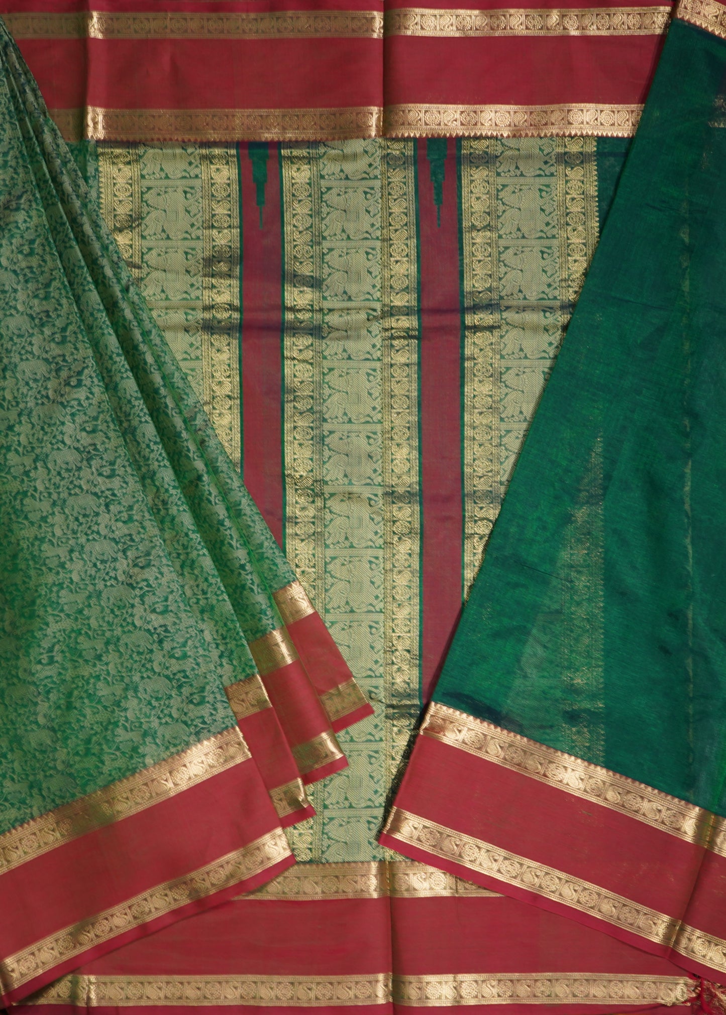 Green Kanchi Vanasingaram Design Pure Silk Handloom Saree