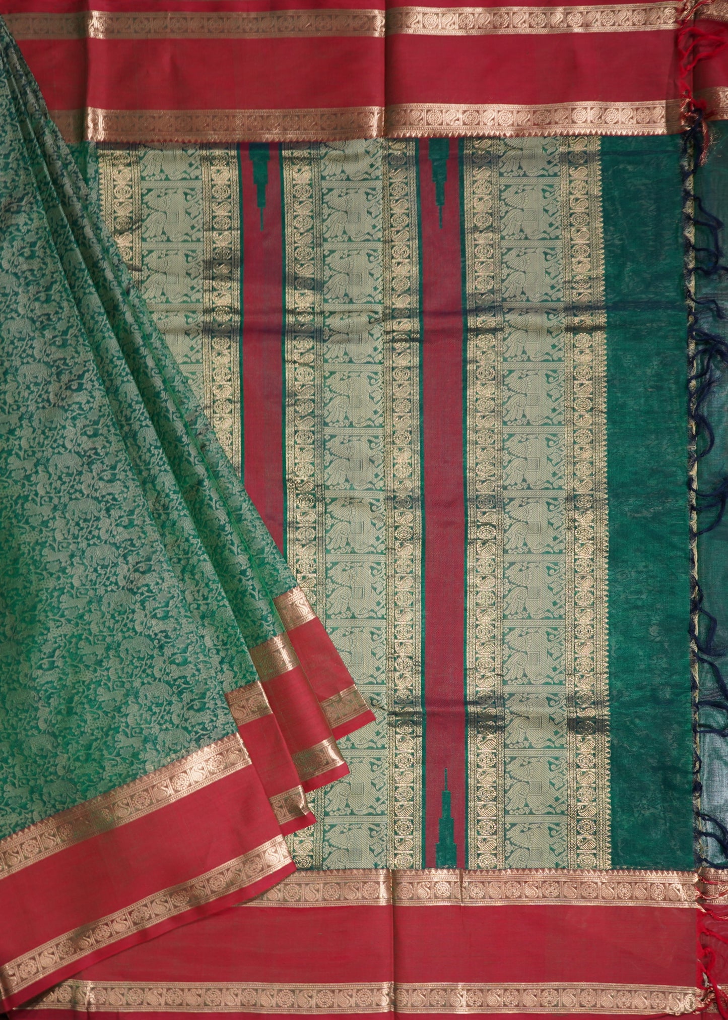 Green Kanchi Vanasingaram Design Pure Silk Handloom Saree