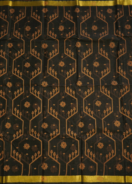 Black Bengal All Over Pure Cotton Handloom Saree