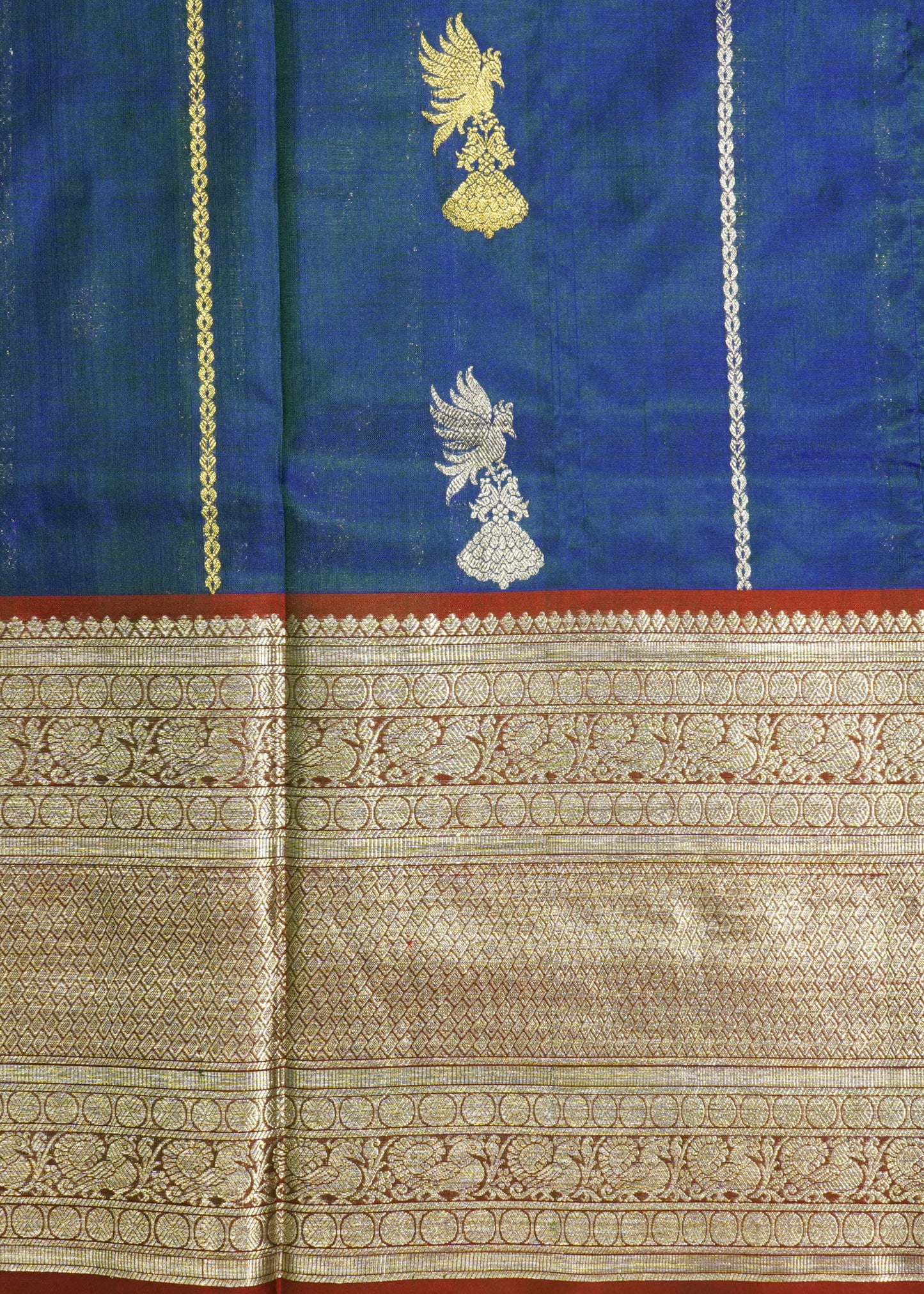 Dark Blue Venkatagiri Small Zari Buti Pure Silk Handloom Saree