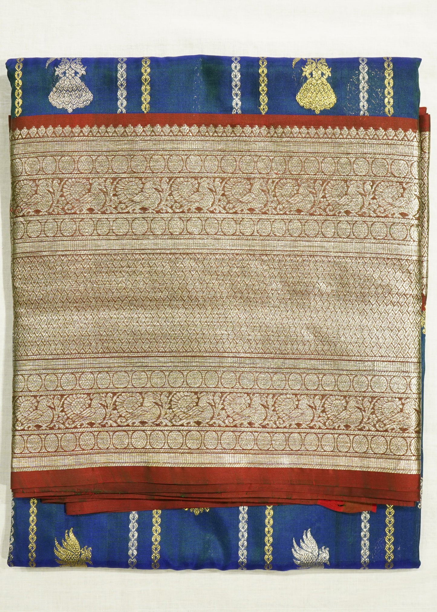 Dark Blue Venkatagiri Small Zari Buti Pure Silk Handloom Saree