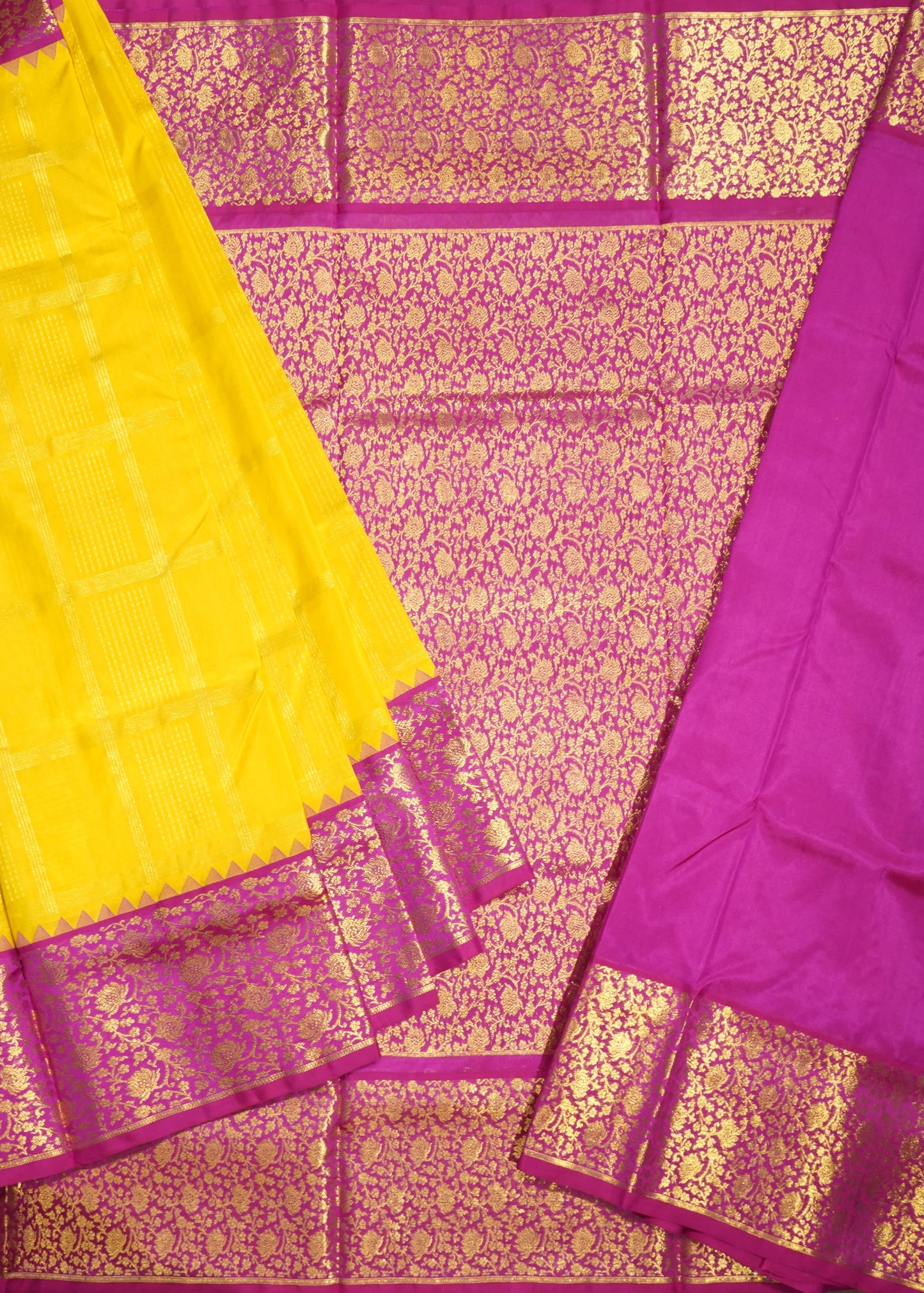 Yellow Venkatagiri Stripe Zari Buti Pure Silk Handloom Saree