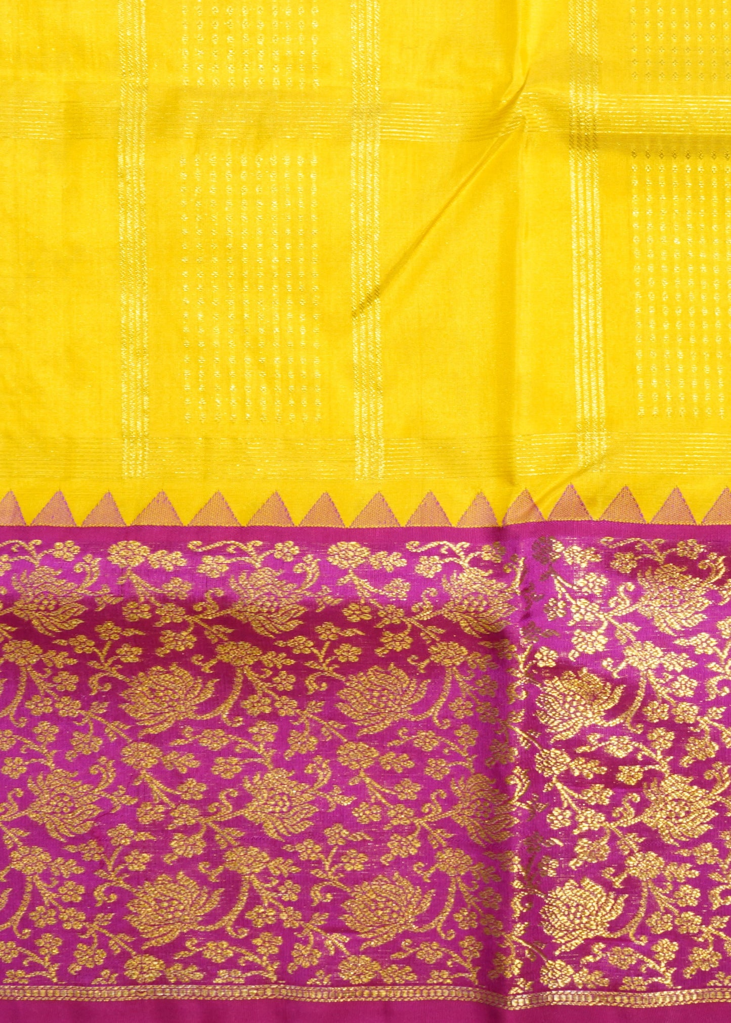 Yellow Venkatagiri Stripe Zari Buti Pure Silk Handloom Saree