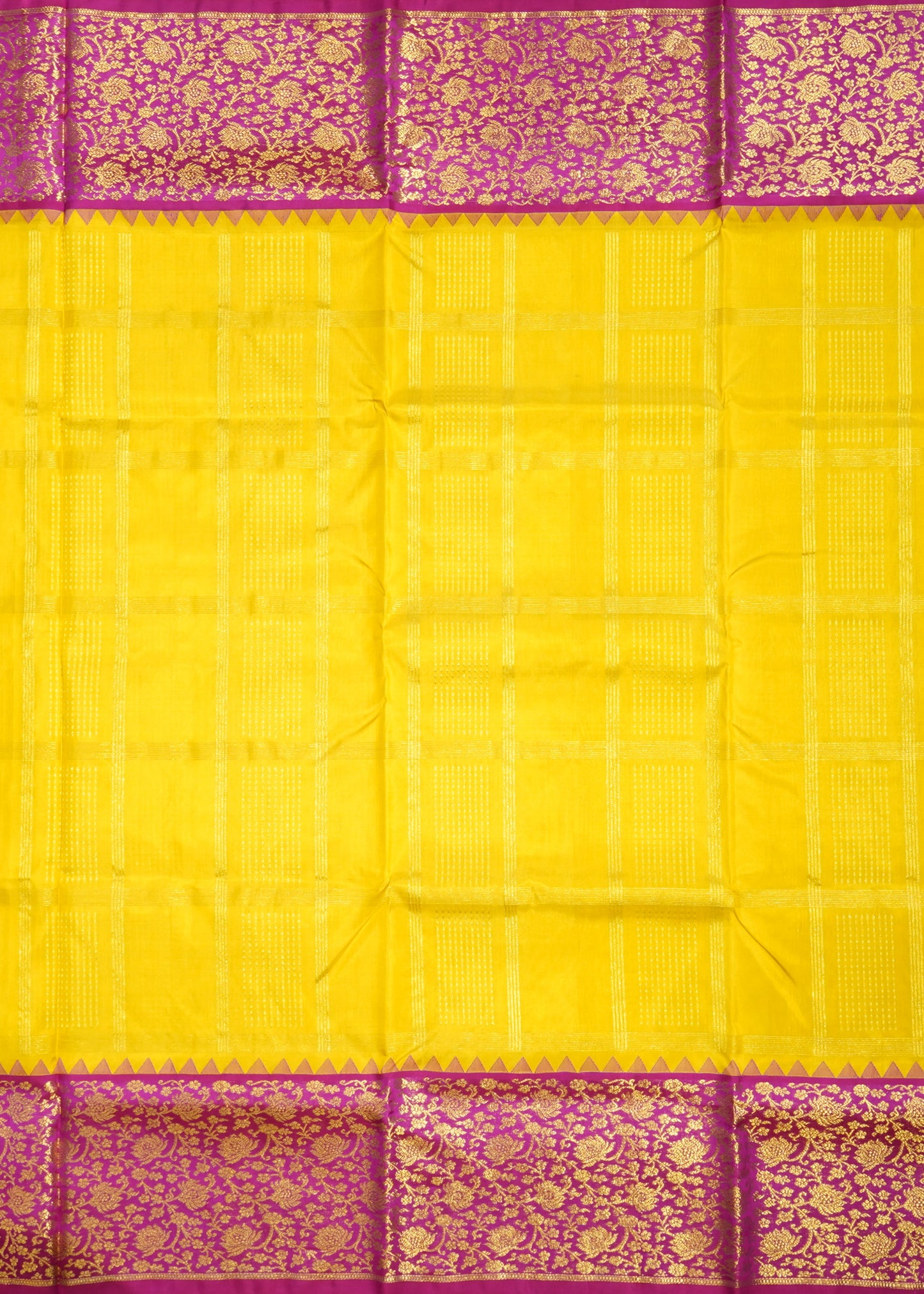 Yellow Venkatagiri Stripe Zari Buti Pure Silk Handloom Saree