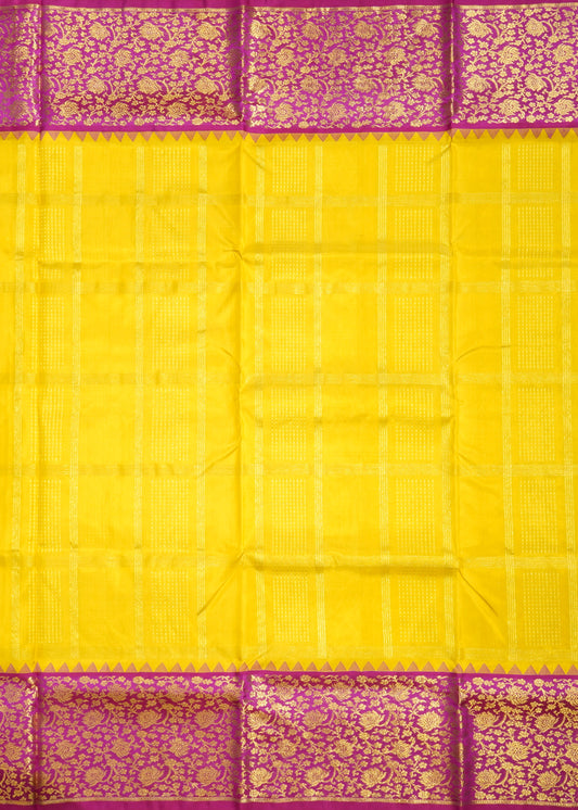 Yellow Venkatagiri Stripe Zari Buti Pure Silk Handloom Saree