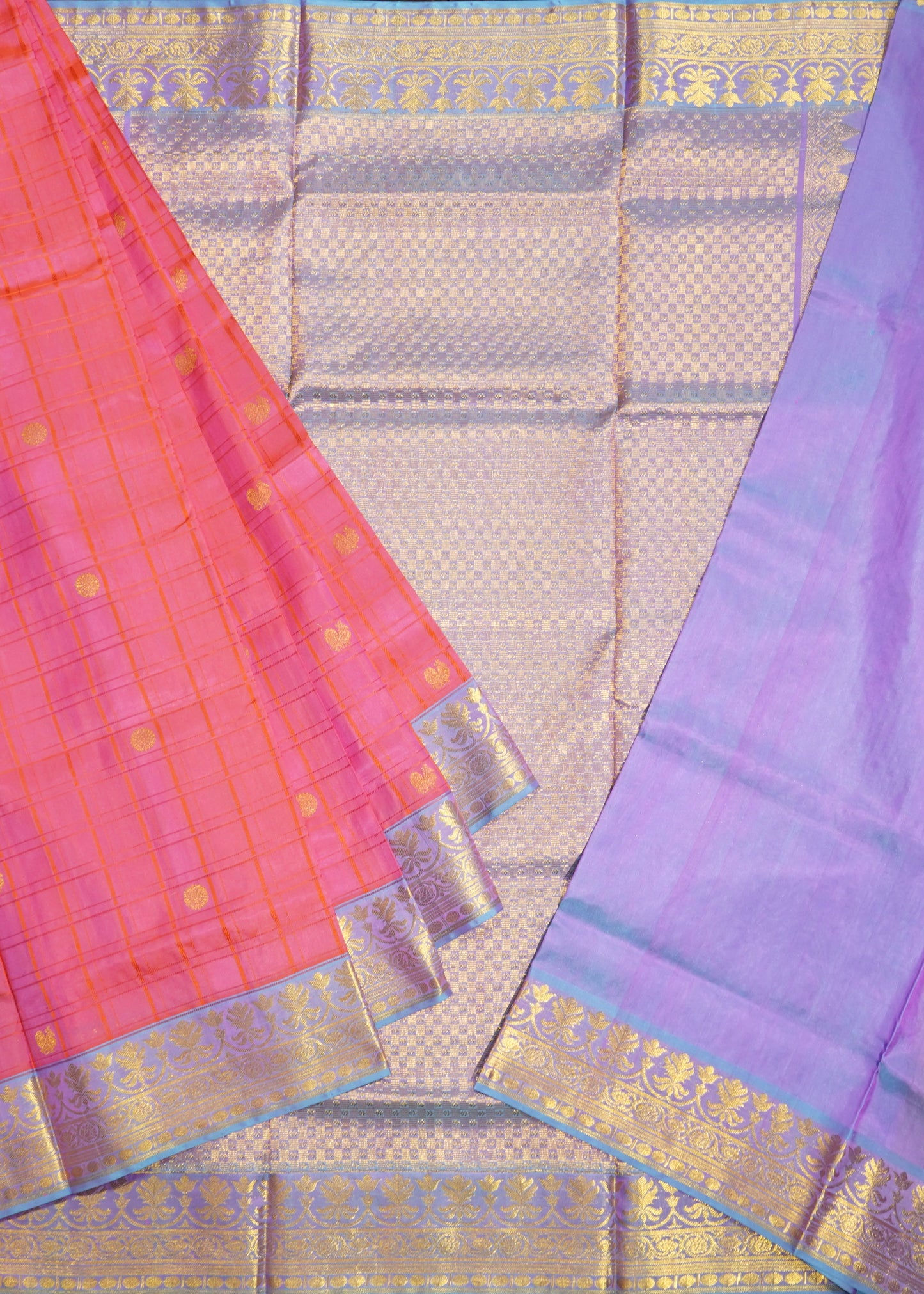 Pink Venkatagiri Checks Zari Buti Pure Silk Handloom Saree