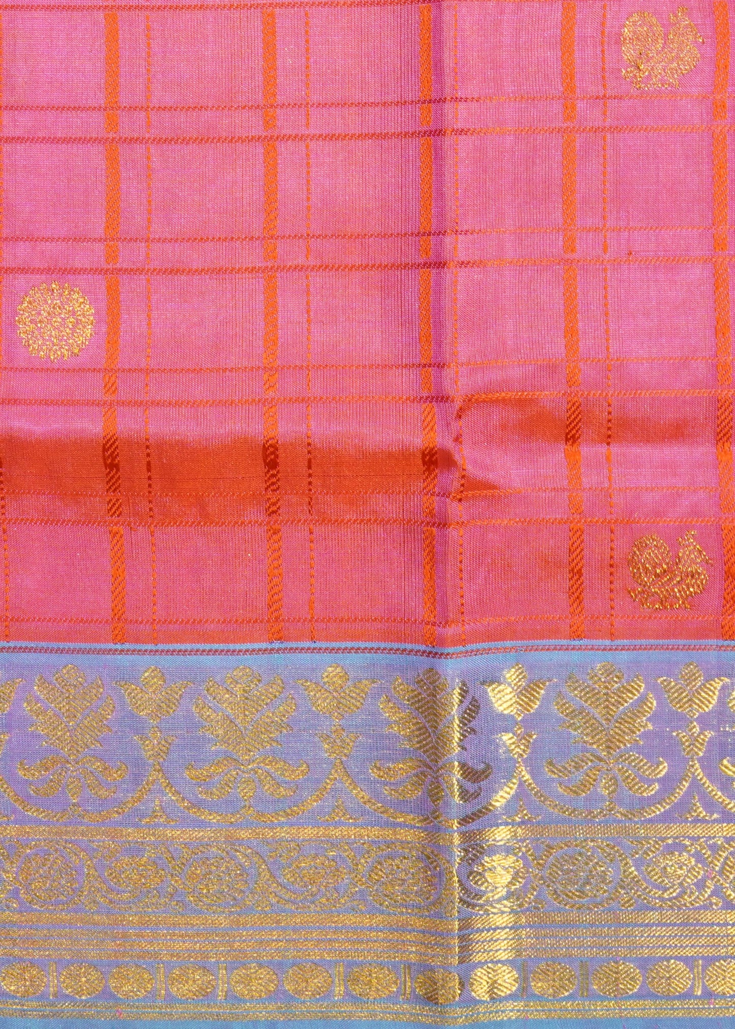 Pink Venkatagiri Checks Zari Buti Pure Silk Handloom Saree