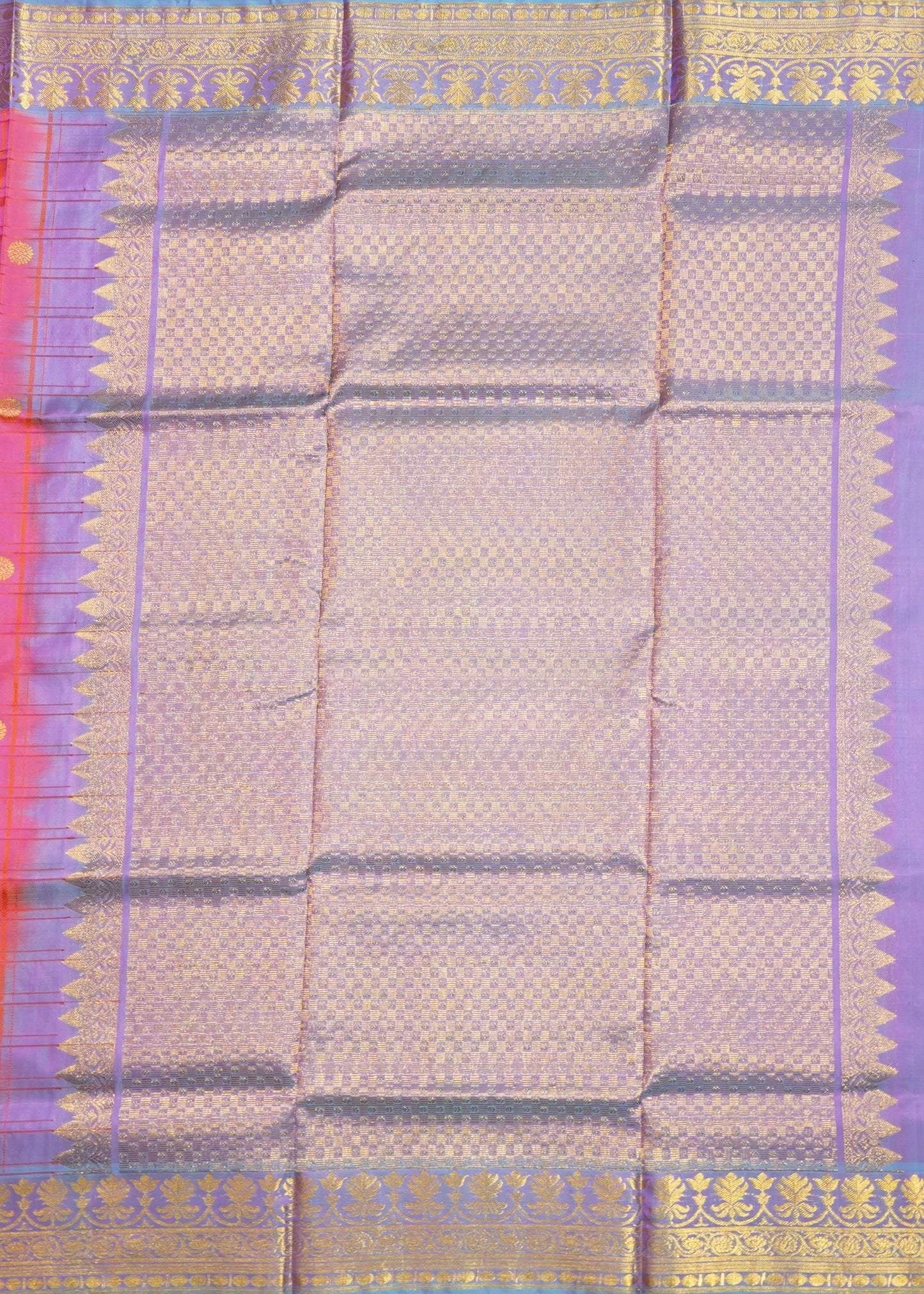 Pink Venkatagiri Checks Zari Buti Pure Silk Handloom Saree