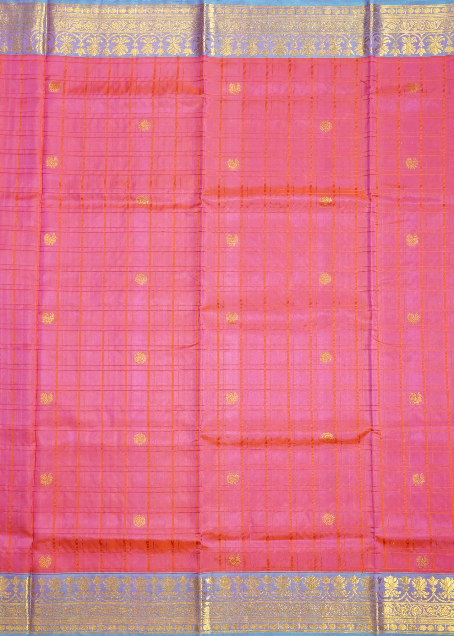 Pink Venkatagiri Checks Zari Buti Pure Silk Handloom Saree