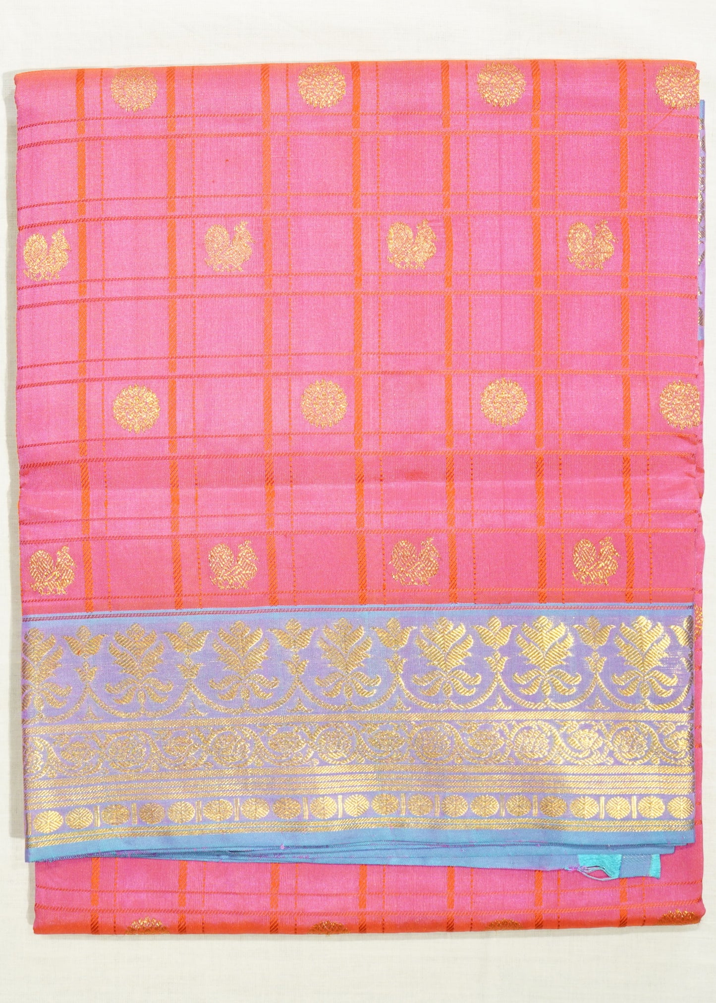 Pink Venkatagiri Checks Zari Buti Pure Silk Handloom Saree