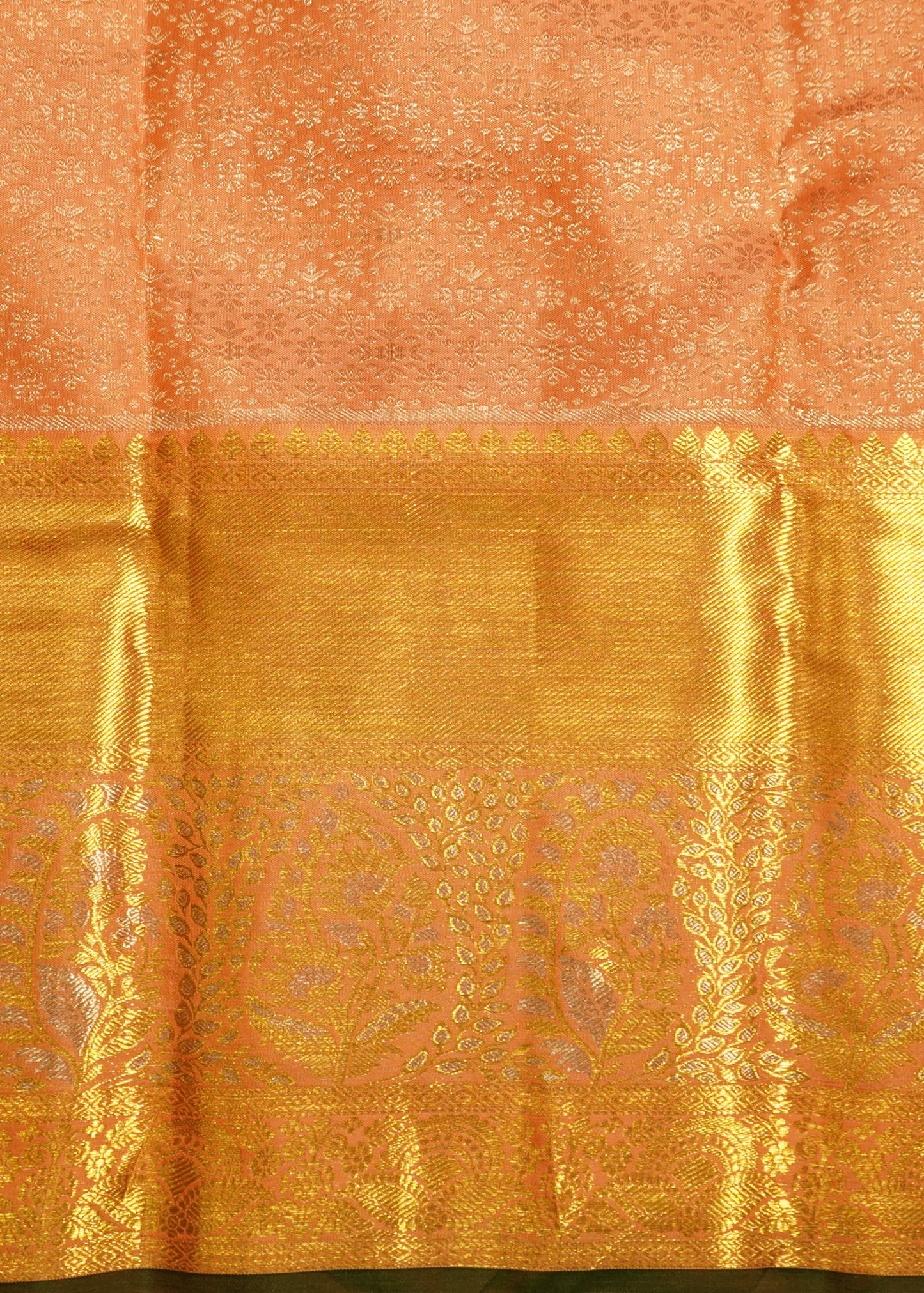 Light Apricot Kanchi All Over Pure Silk Handloom Saree