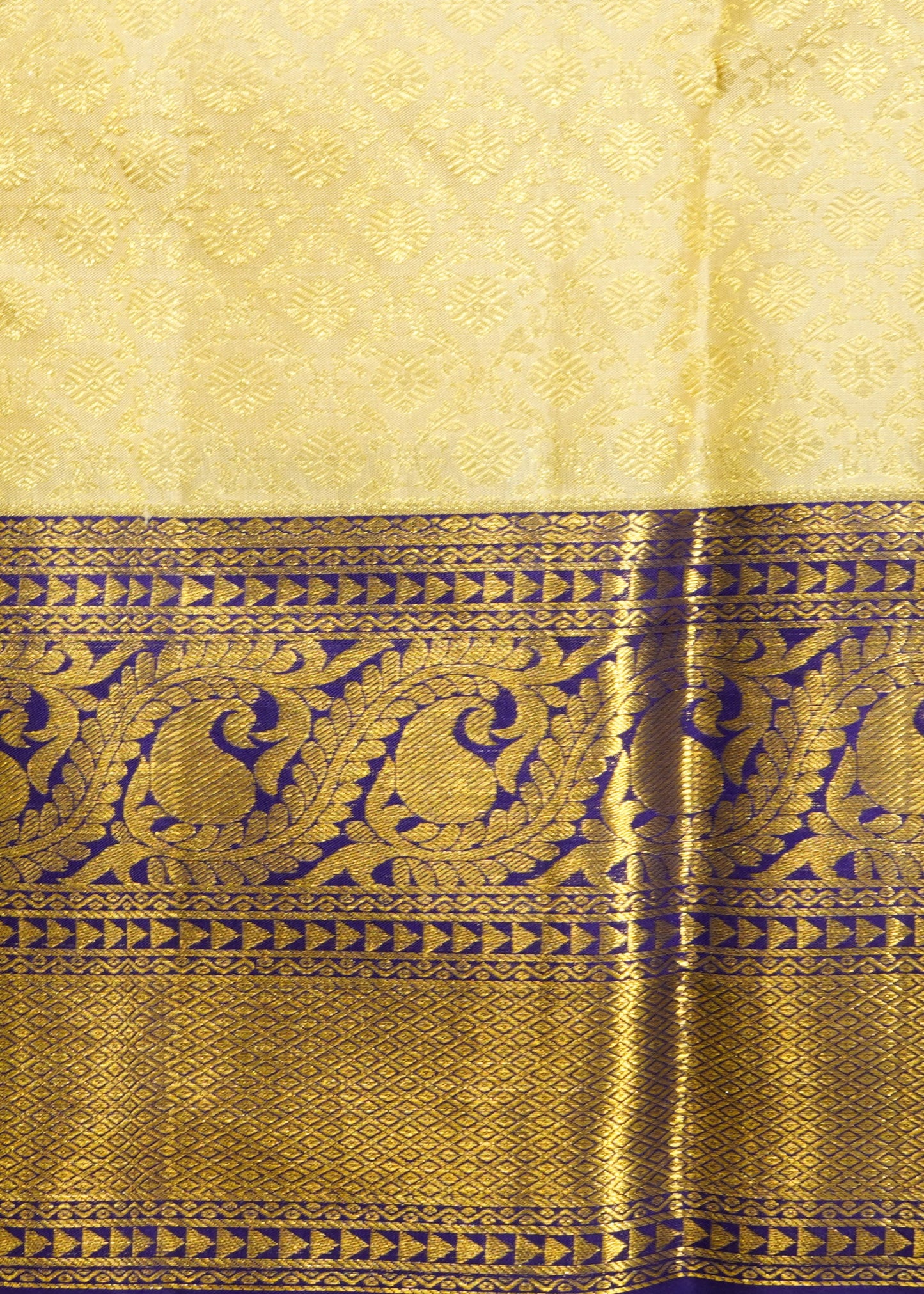 Cream Kanchi All Over Zari Pure Silk Handloom Saree