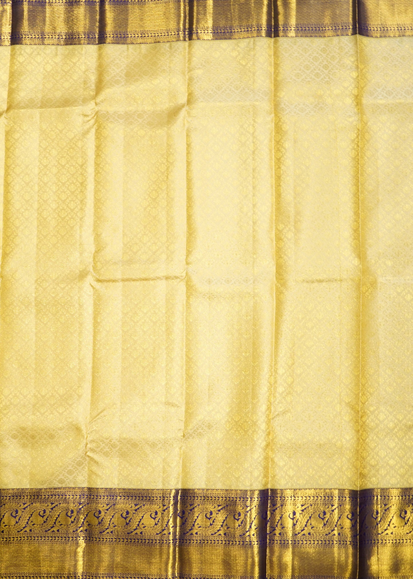 Cream Kanchi All Over Zari Pure Silk Handloom Saree
