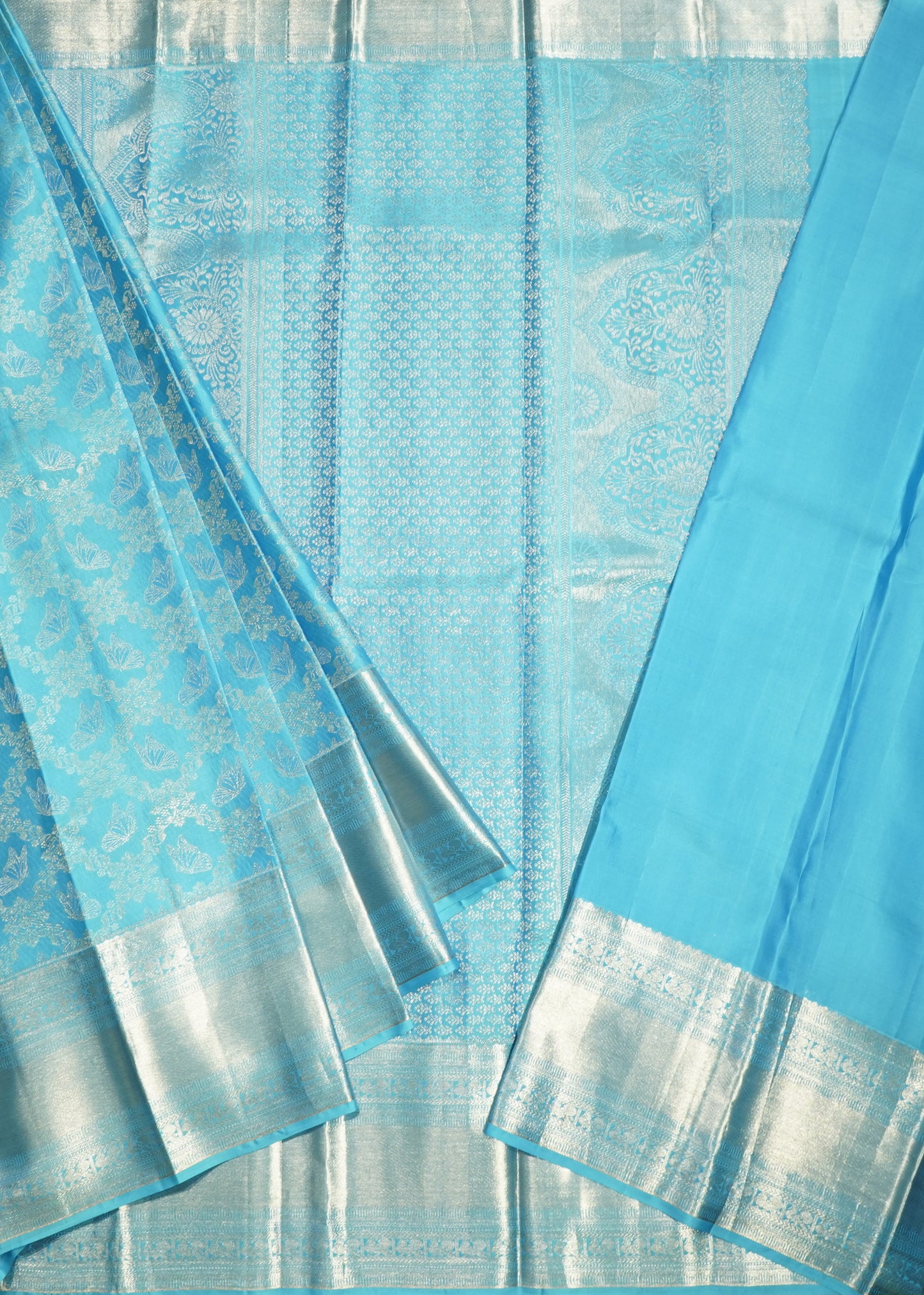 Blue Kanchi All Over Zari Pure Silk Handloom Saree