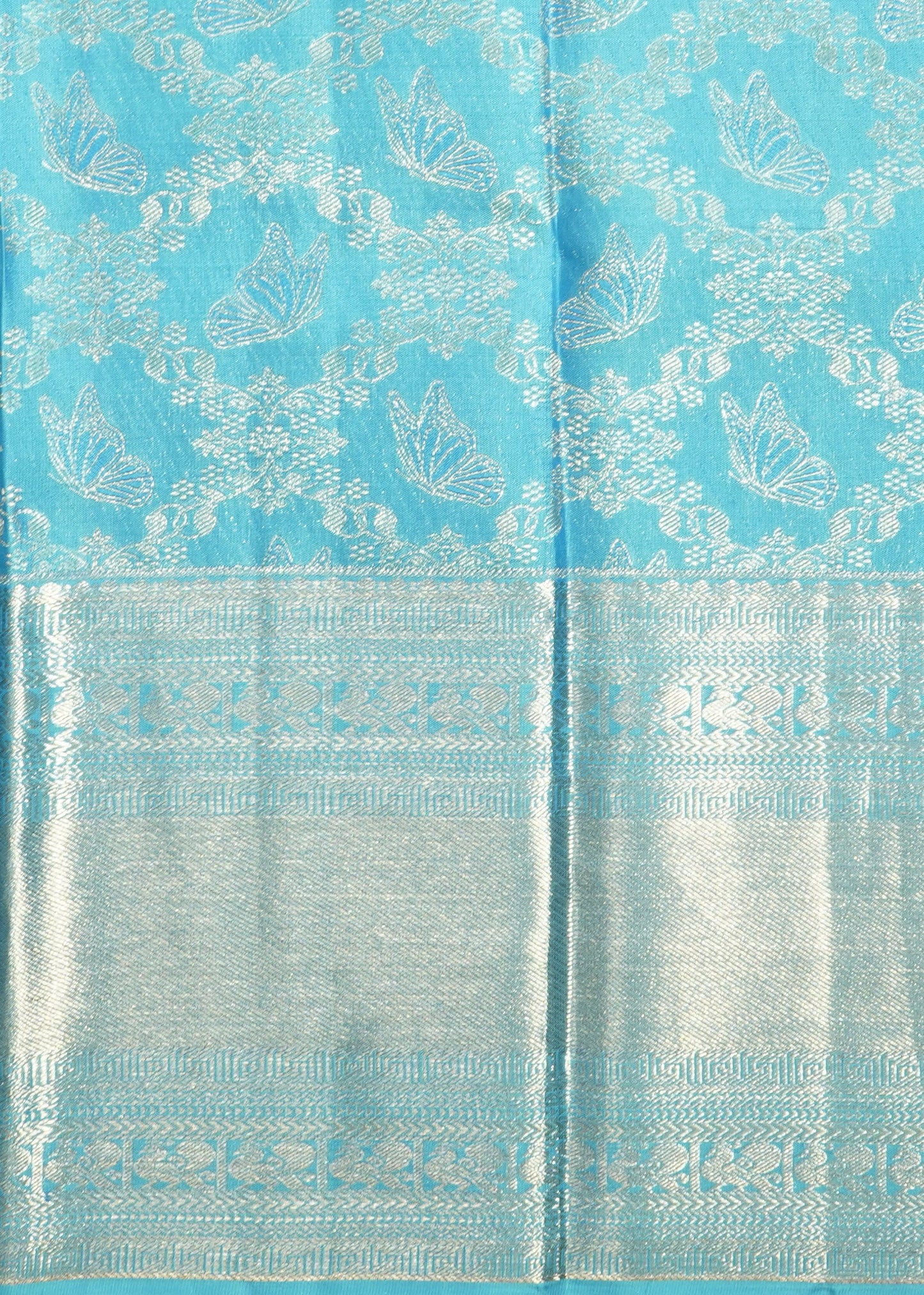 Blue Kanchi All Over Zari Pure Silk Handloom Saree
