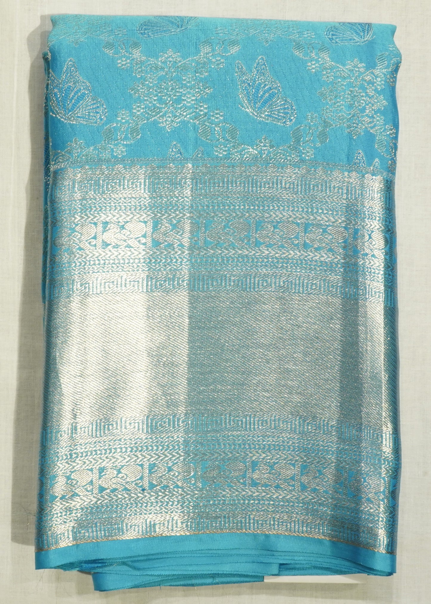 Blue Kanchi All Over Zari Pure Silk Handloom Saree