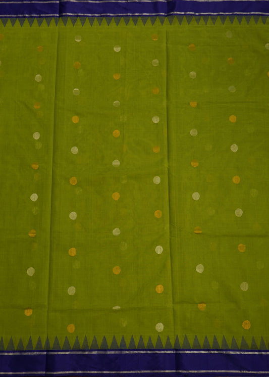 Light Green Ponduru Pallu Jamdani Pure Cotton Handloom Saree