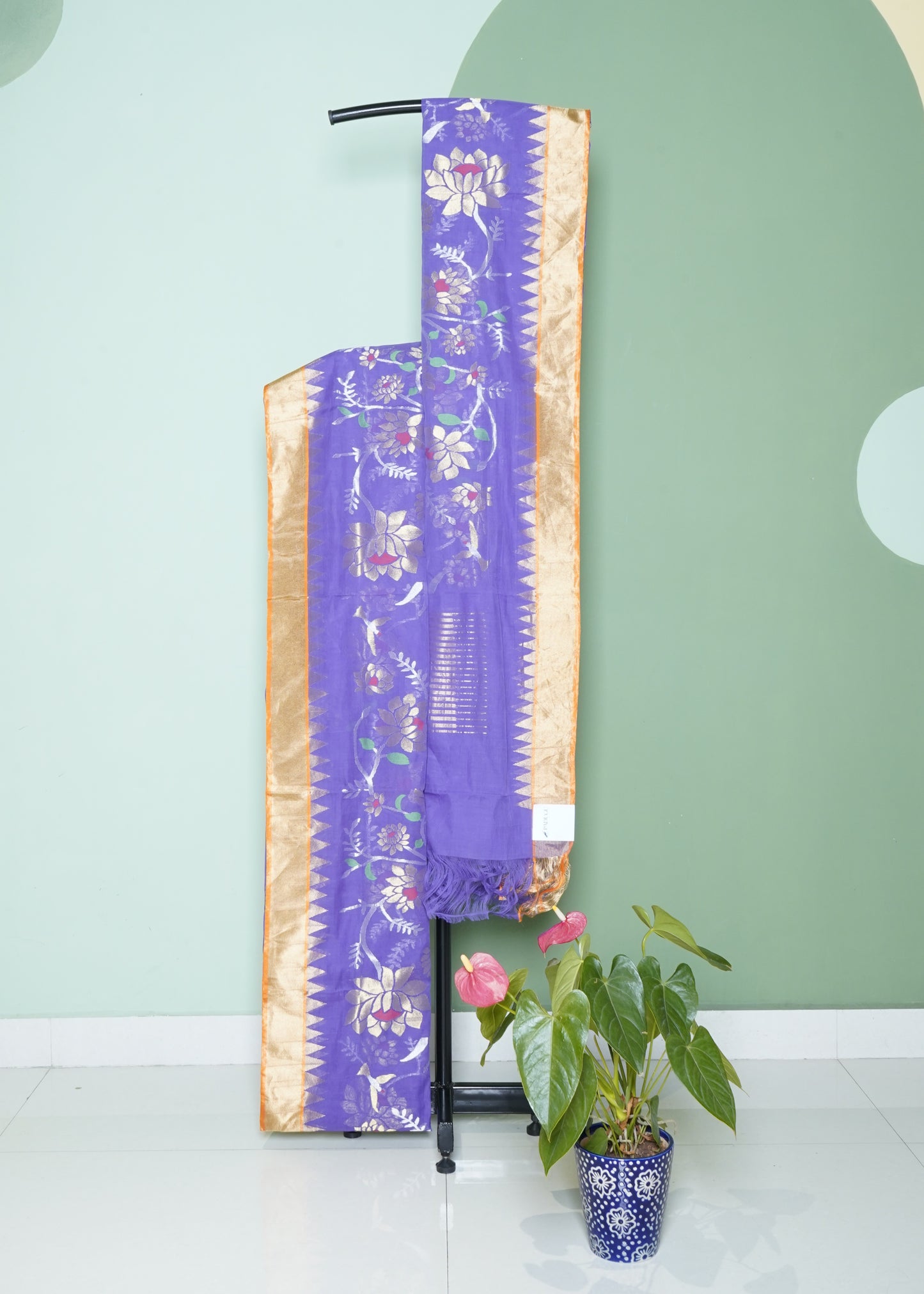 Lavender Ponduru All Over Jamdani Pure Cotton Handloom Saree