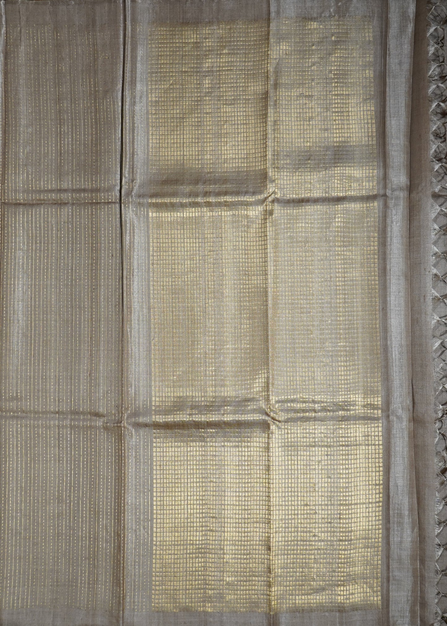 Light Brown Kosa Tussar Pure Silk Handloom Saree