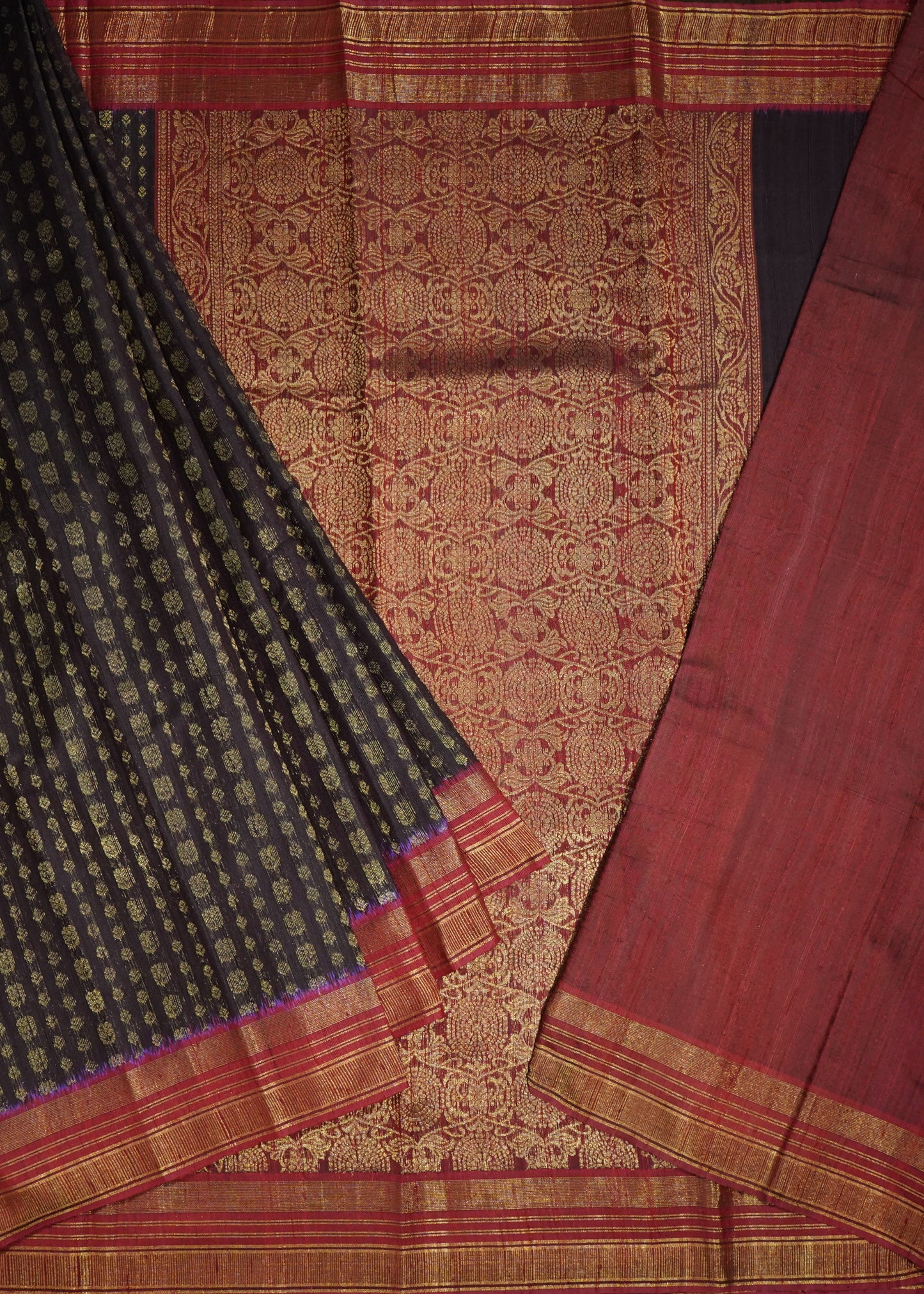 Coffee Brown Raw Silk Zari Buti Pure Silk Handloom Saree