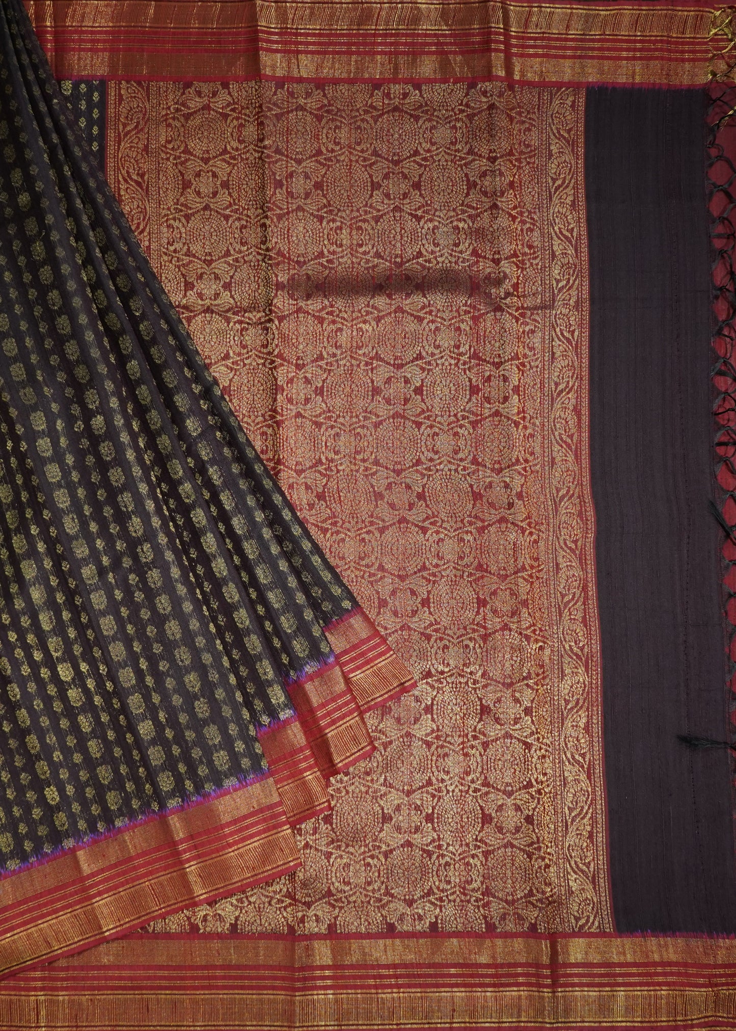 Coffee Brown Raw Silk Zari Buti Pure Silk Handloom Saree