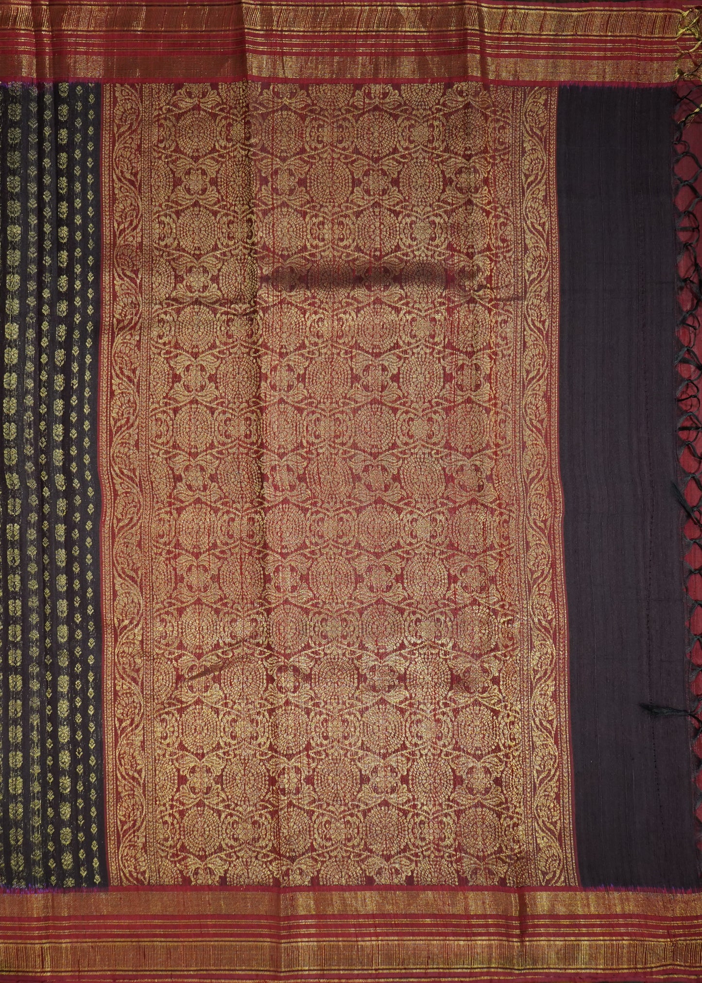 Coffee Brown Raw Silk Zari Buti Pure Silk Handloom Saree