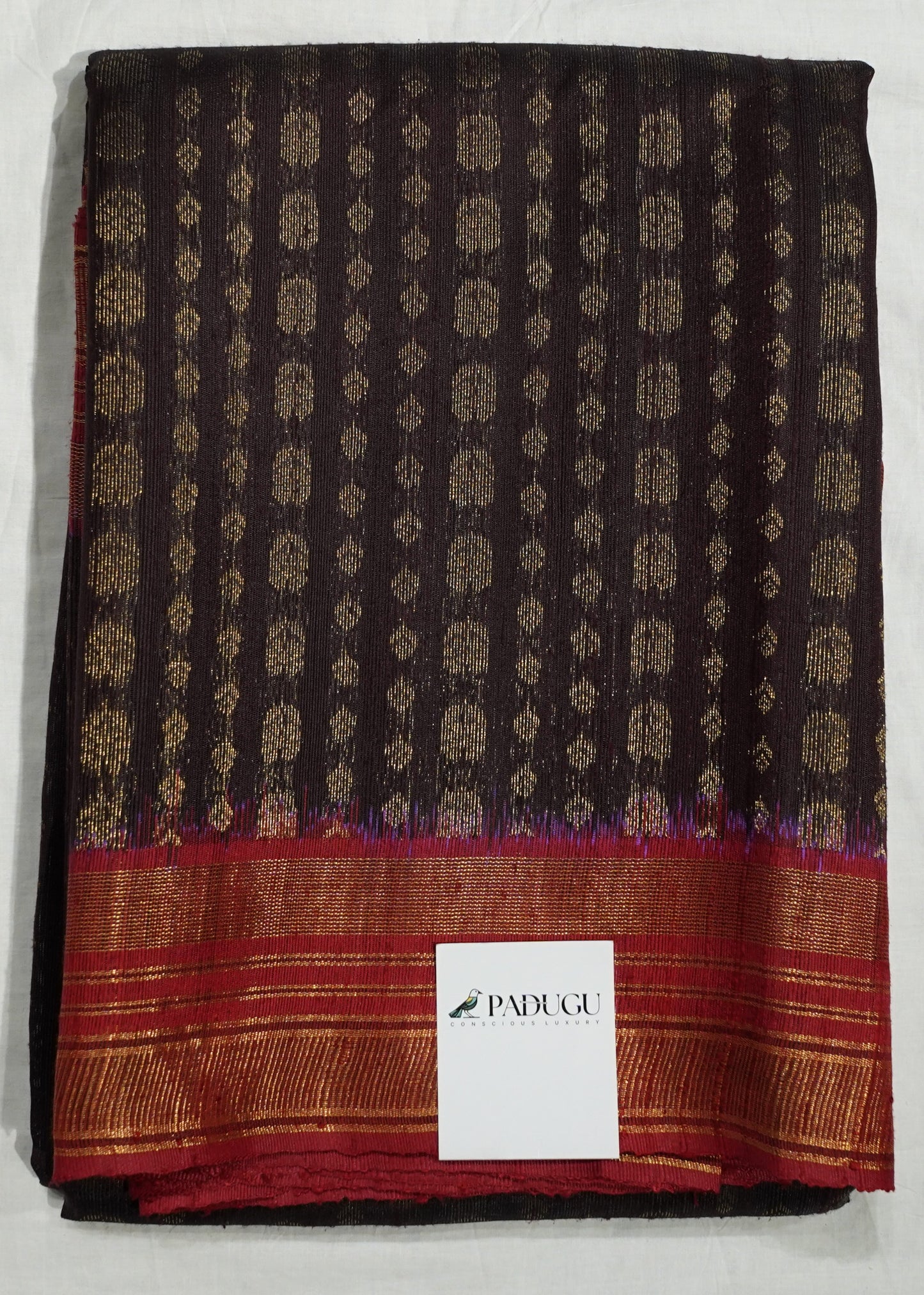 Coffee Brown Raw Silk Zari Buti Pure Silk Handloom Saree