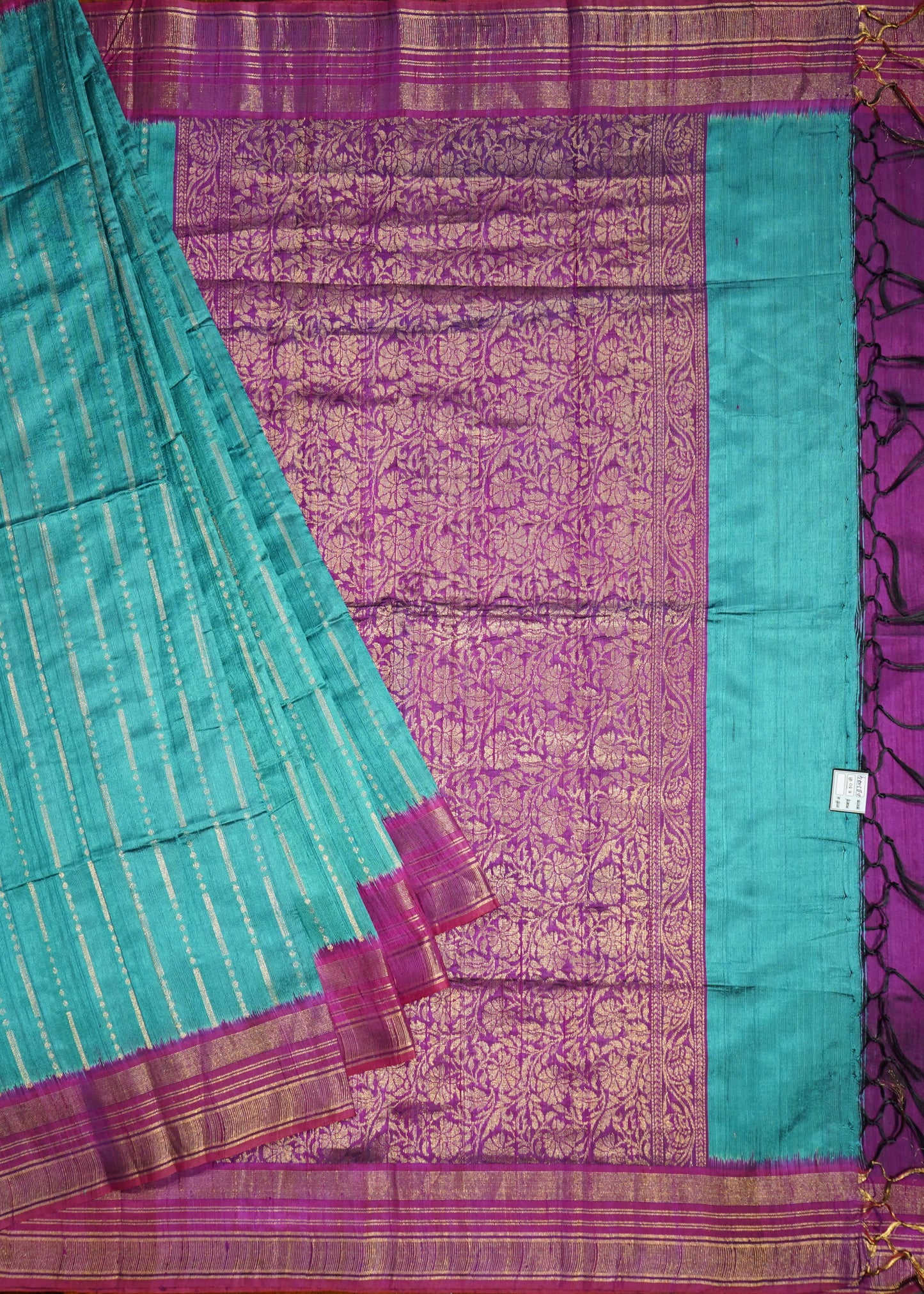 Rama Green Raw Silk Zari Buti Pure Silk Handloom Saree