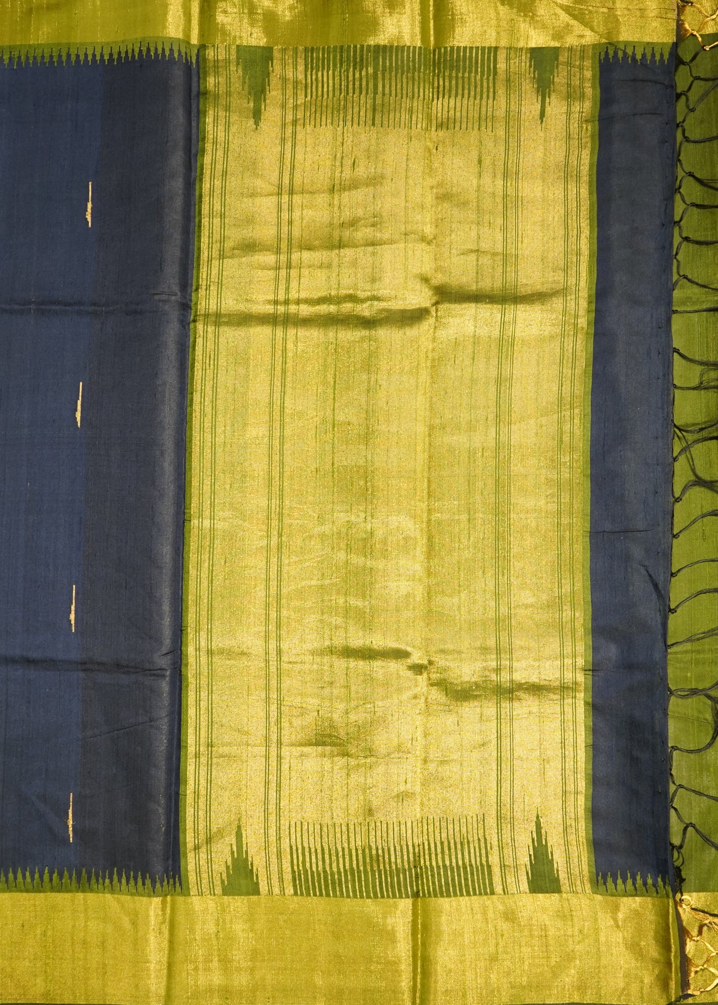 Navy Blue Raw Silk Zari Buti Pure Silk Handloom Saree