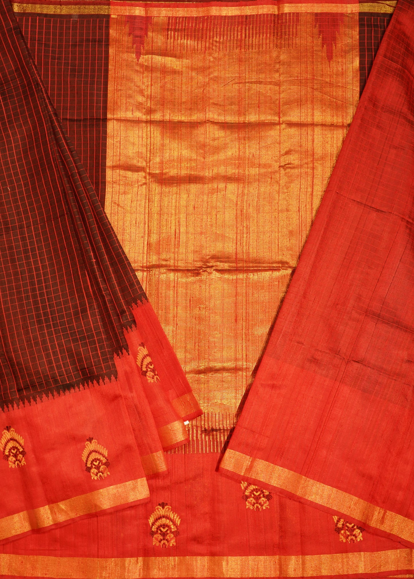 Maroon Raw Silk Zari Buti Pure Handloom Saree