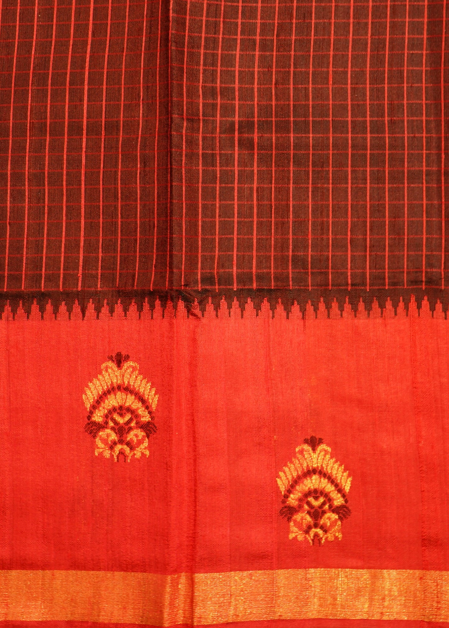 Maroon Raw Silk Zari Buti Pure Handloom Saree