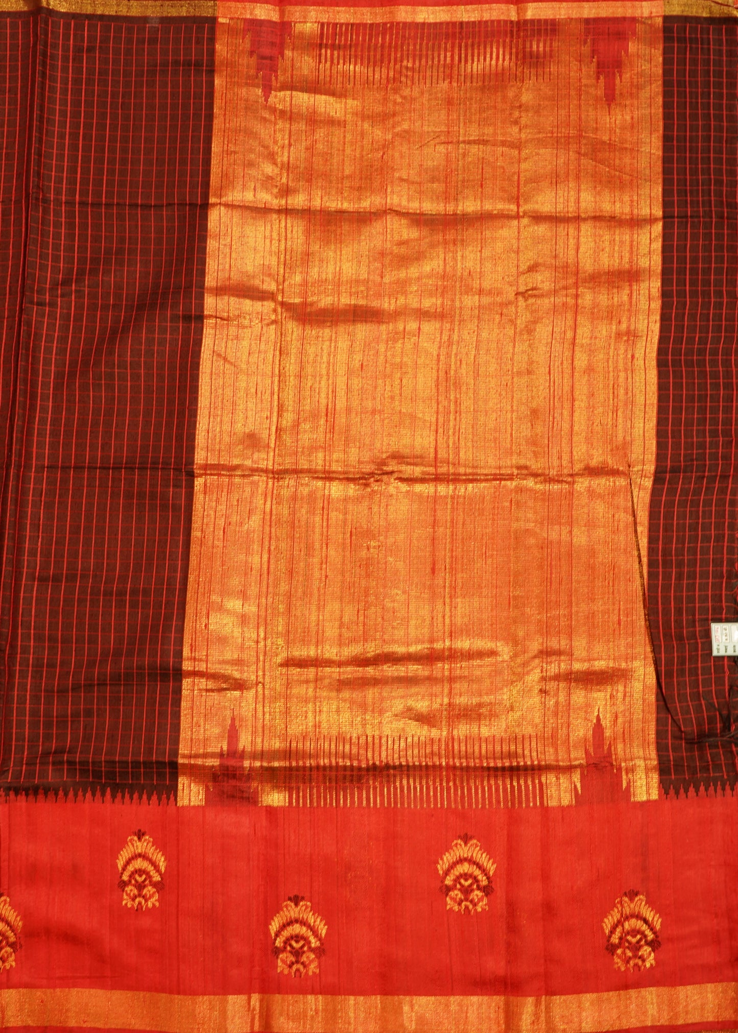 Maroon Raw Silk Zari Buti Pure Handloom Saree
