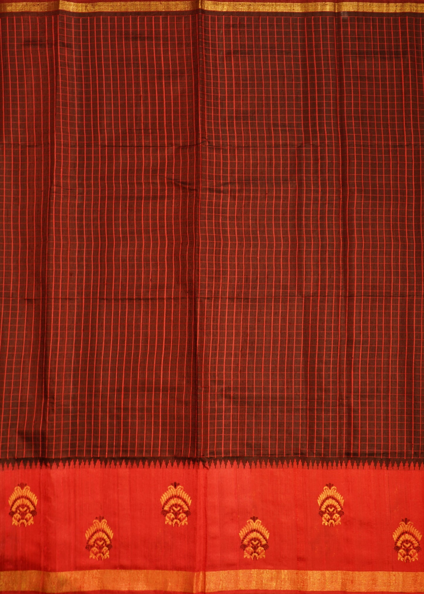Maroon Raw Silk Zari Buti Pure Handloom Saree