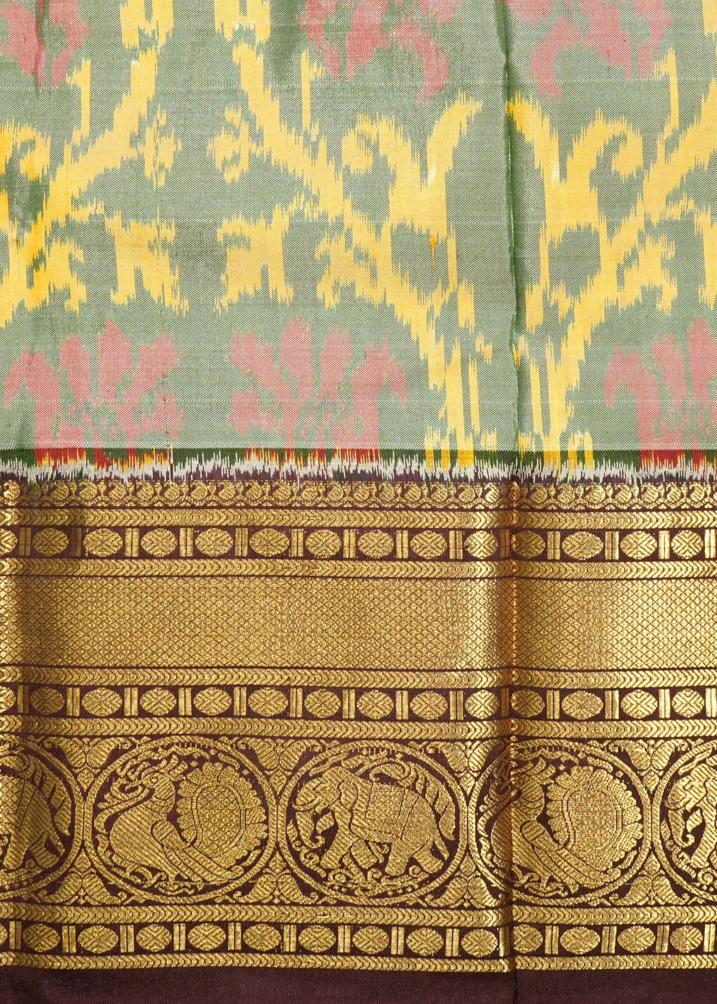 Light Green Pochampally Ikkat Pure Silk Handloom Saree