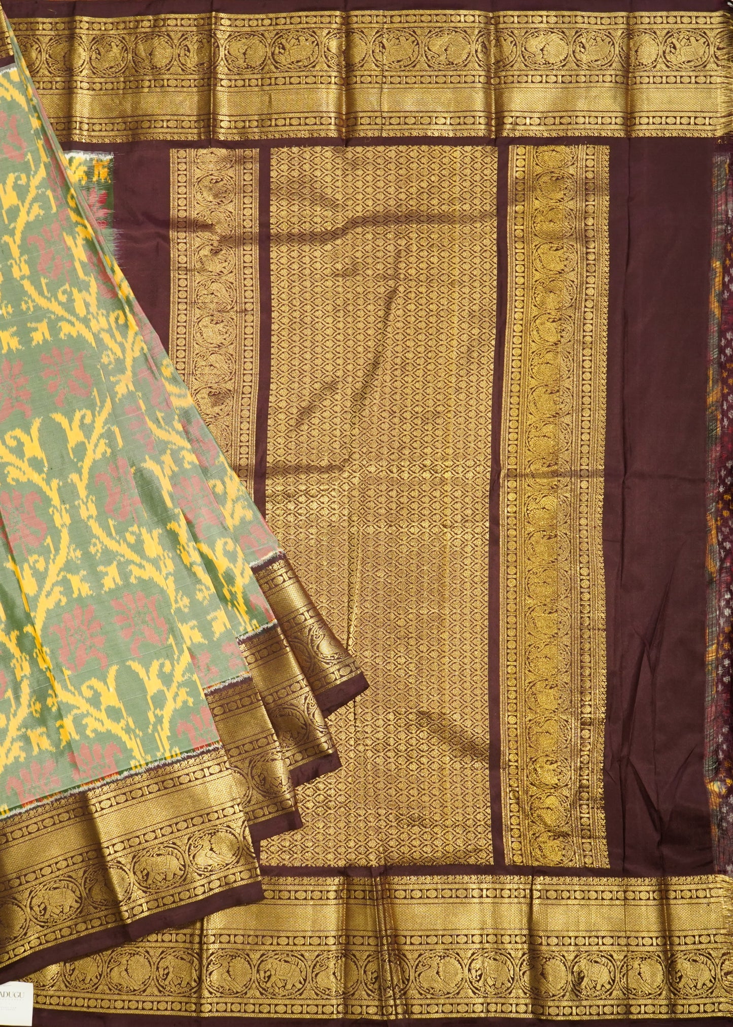 Light Green Pochampally Ikkat Pure Silk Handloom Saree