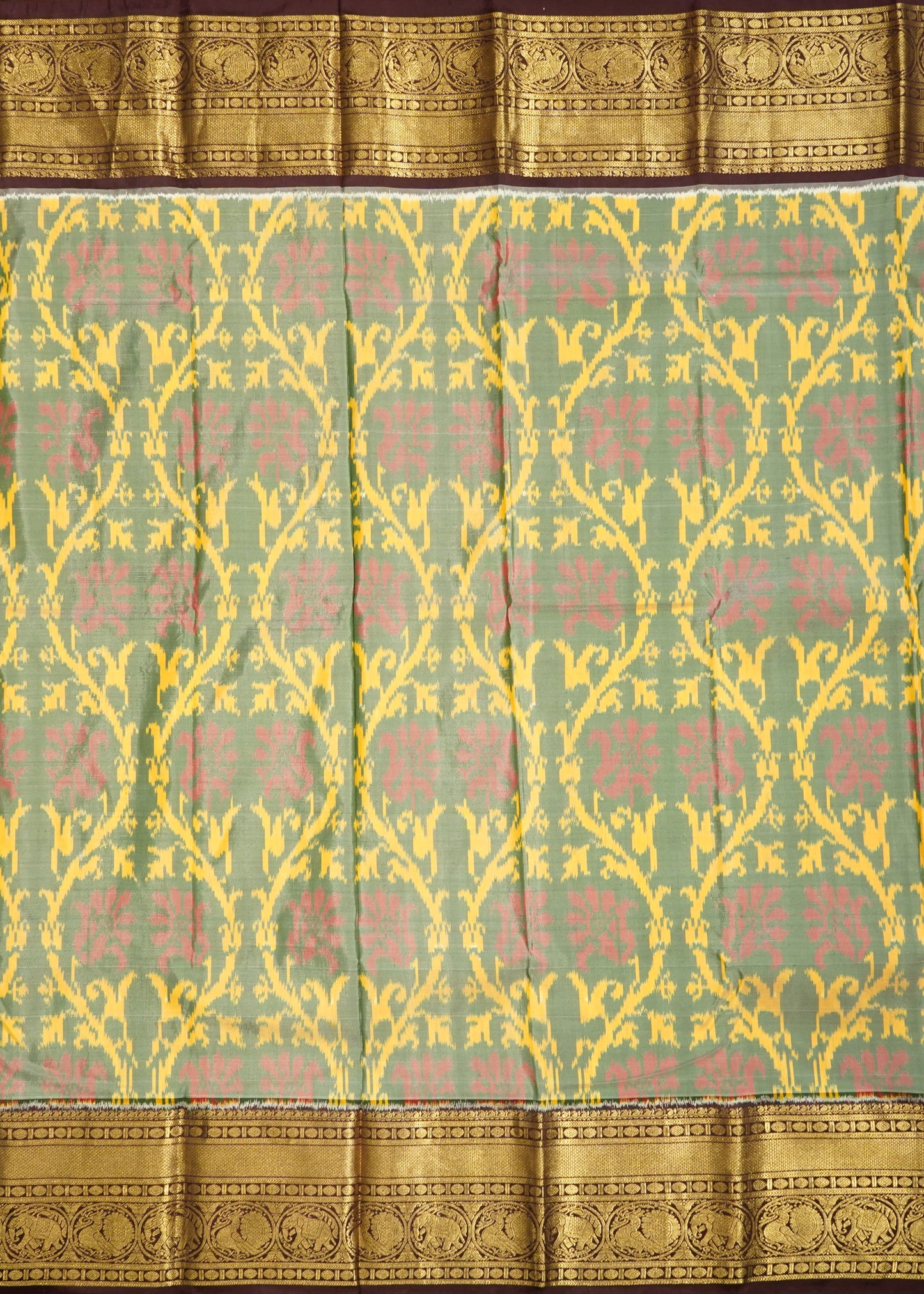 Light Green Pochampally Ikkat Pure Silk Handloom Saree